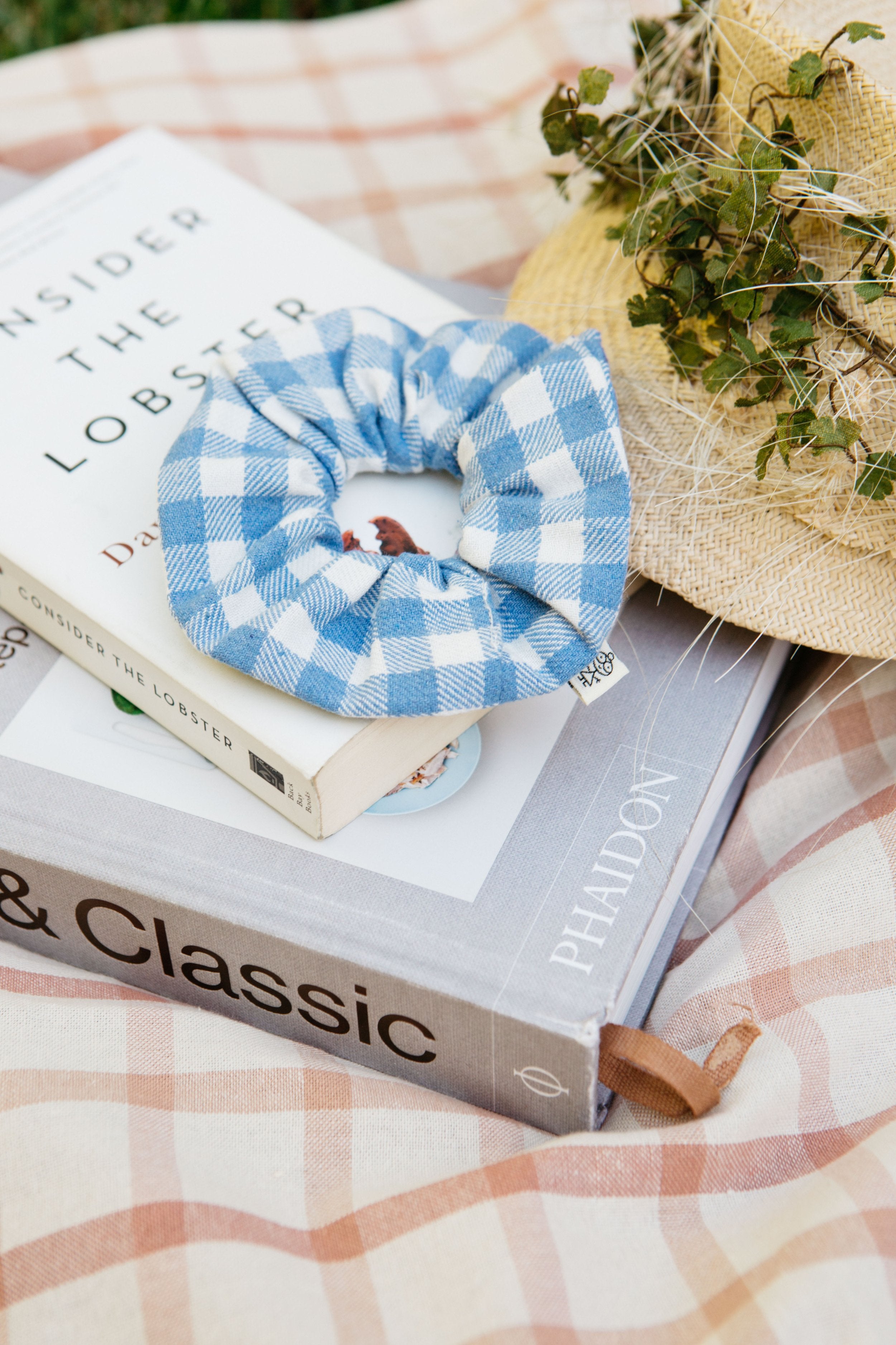 Picnic Blue Gingham Scrunchie