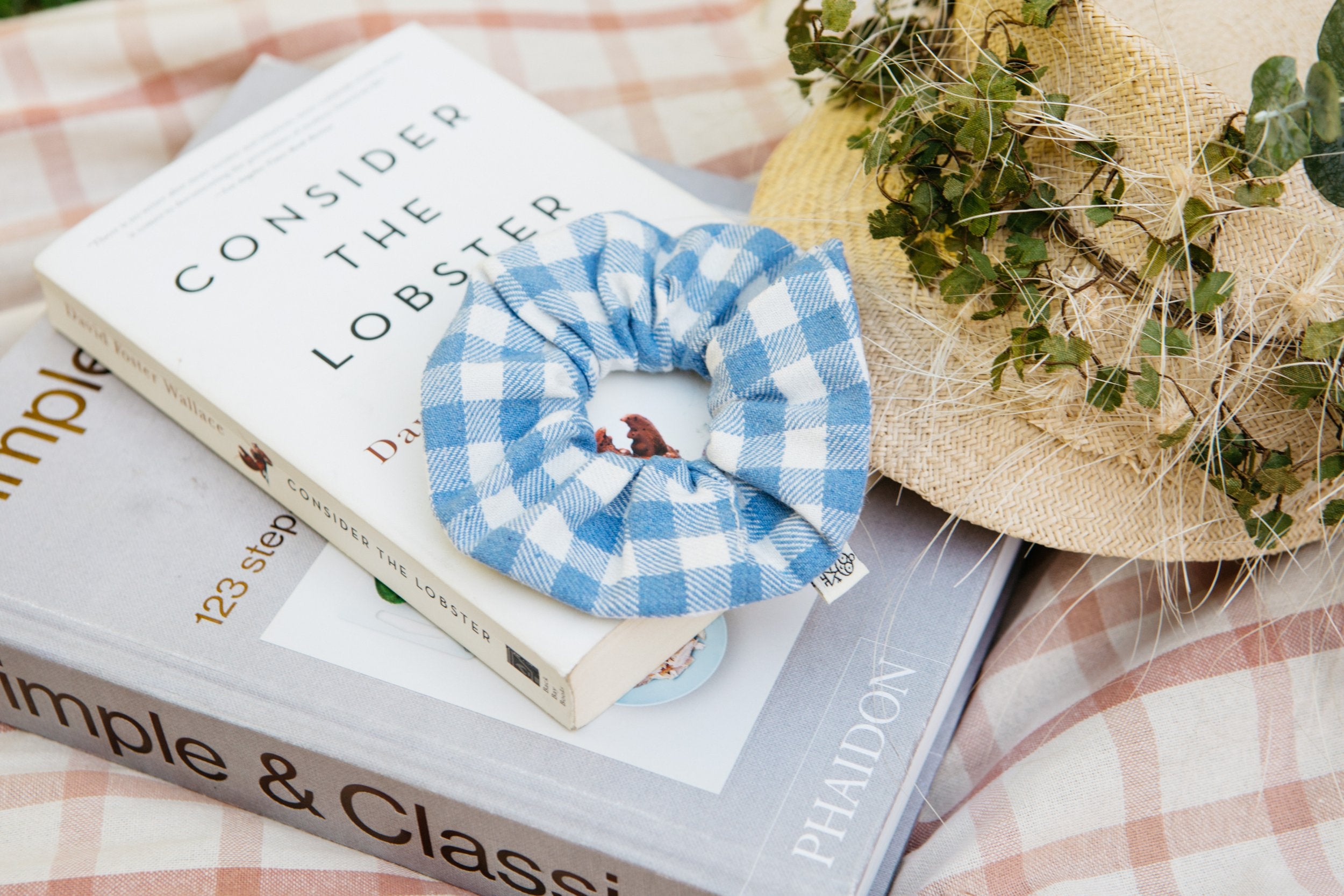 Picnic Blue Gingham Scrunchie