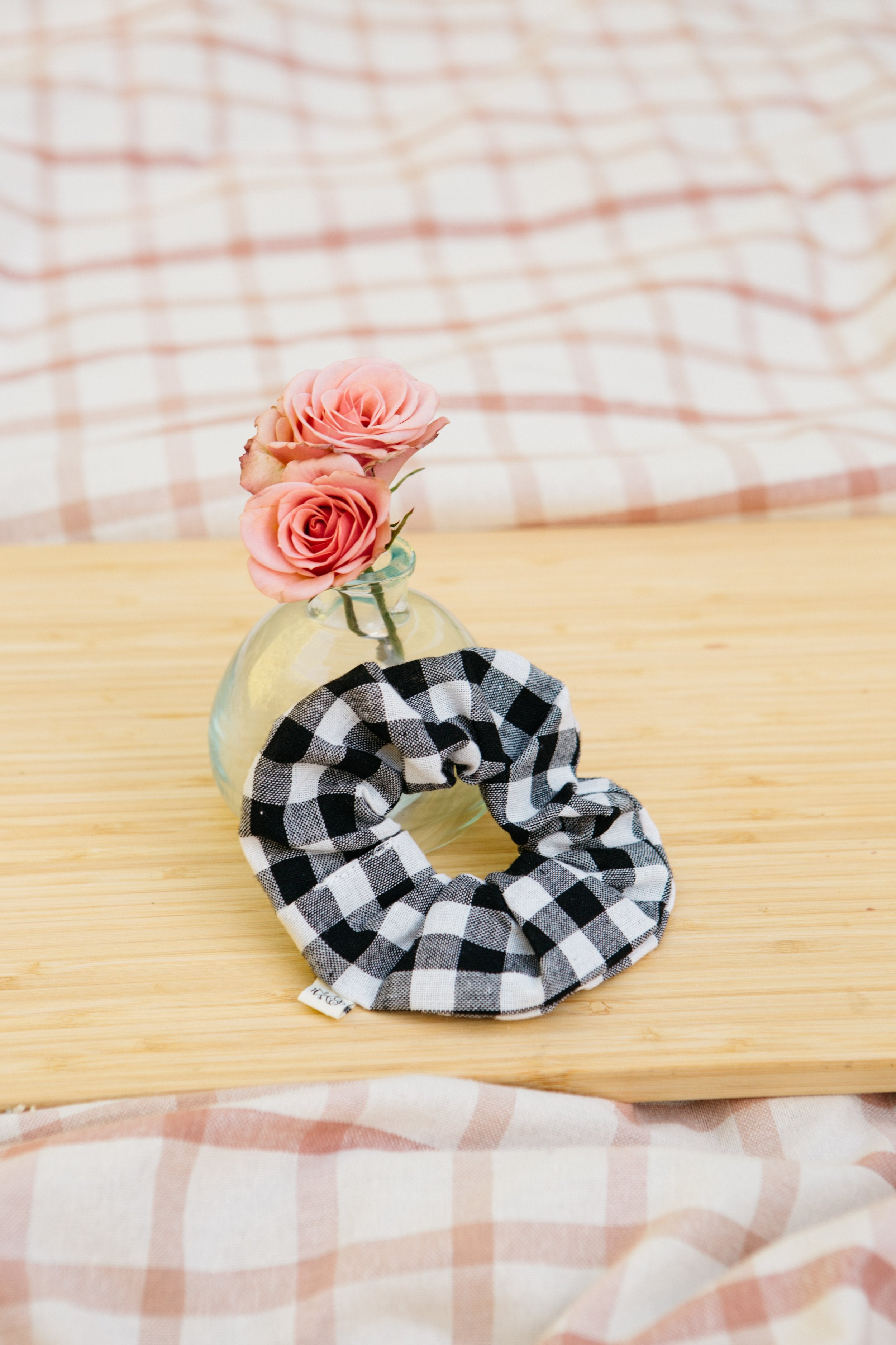 Salt & Pepper Gingham Scrunchie