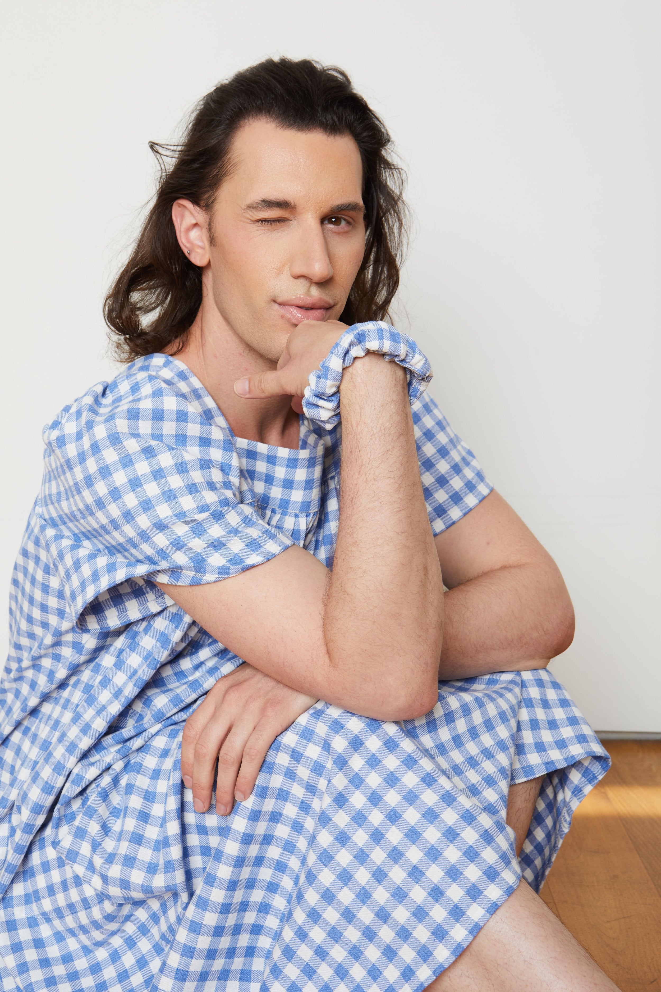 Picnic Blue Gingham Scrunchie