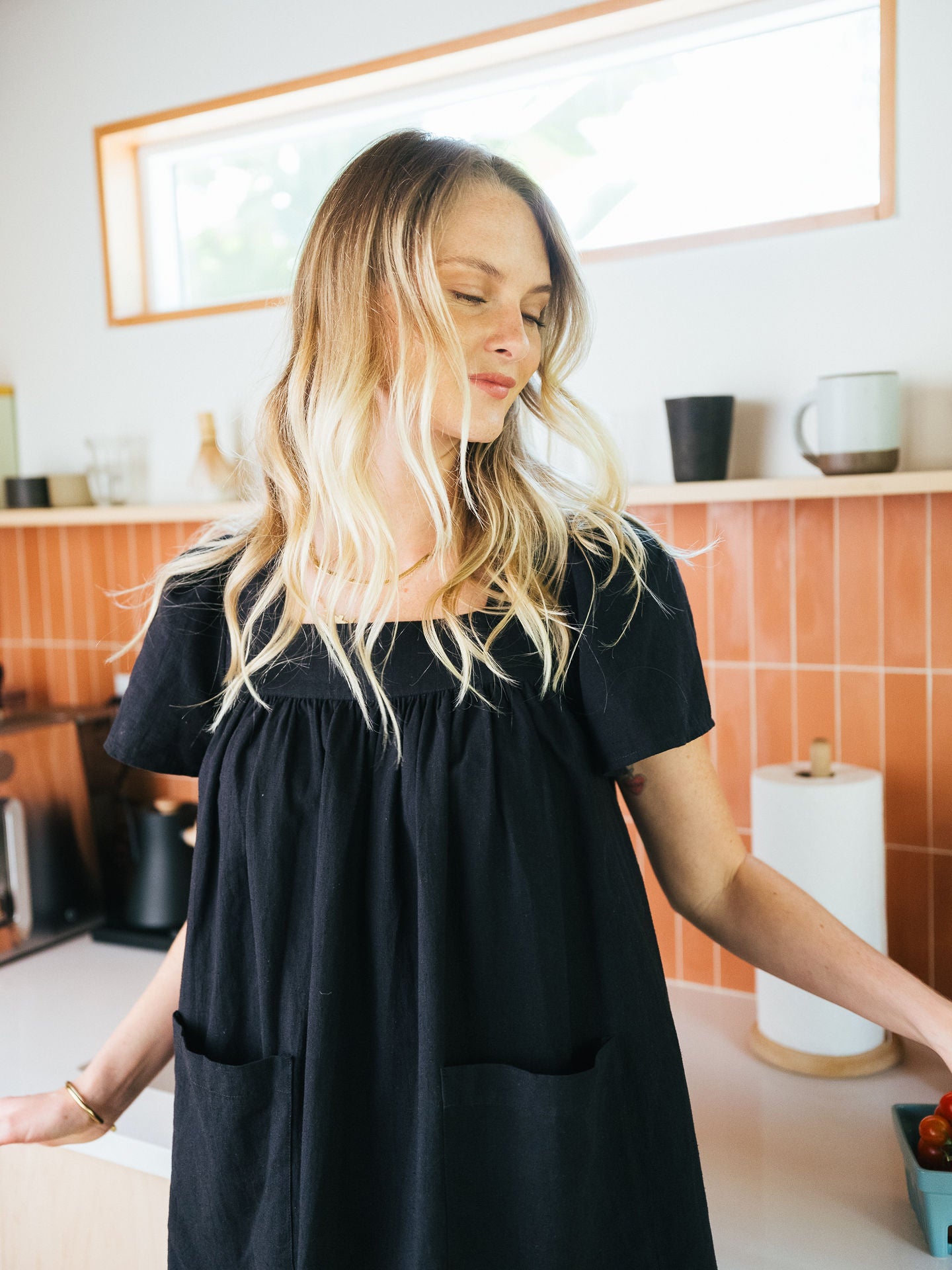 Rose Mini Housedress Black Coffee