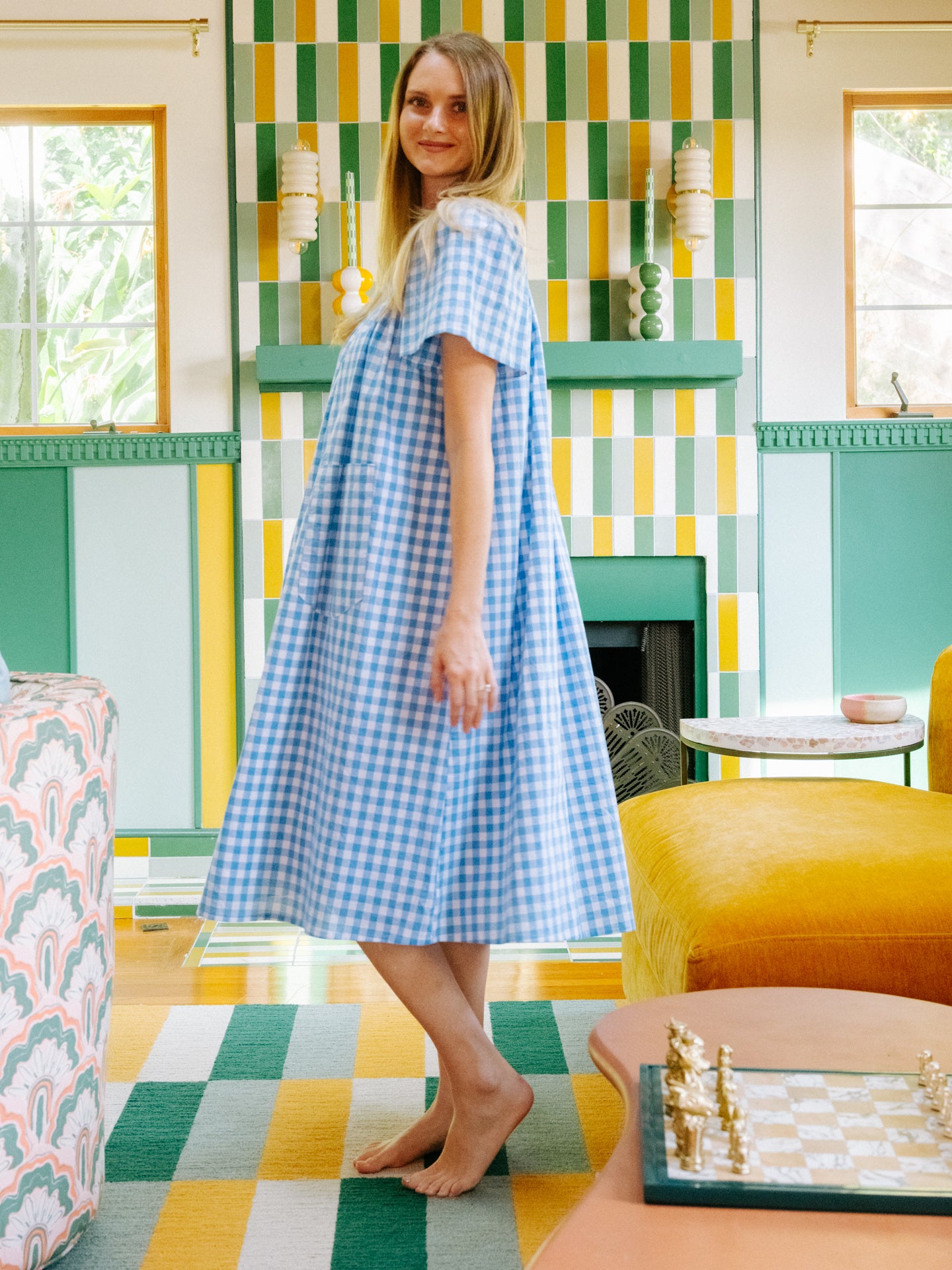 Rosalie Housedress Picnic Blue Gingham