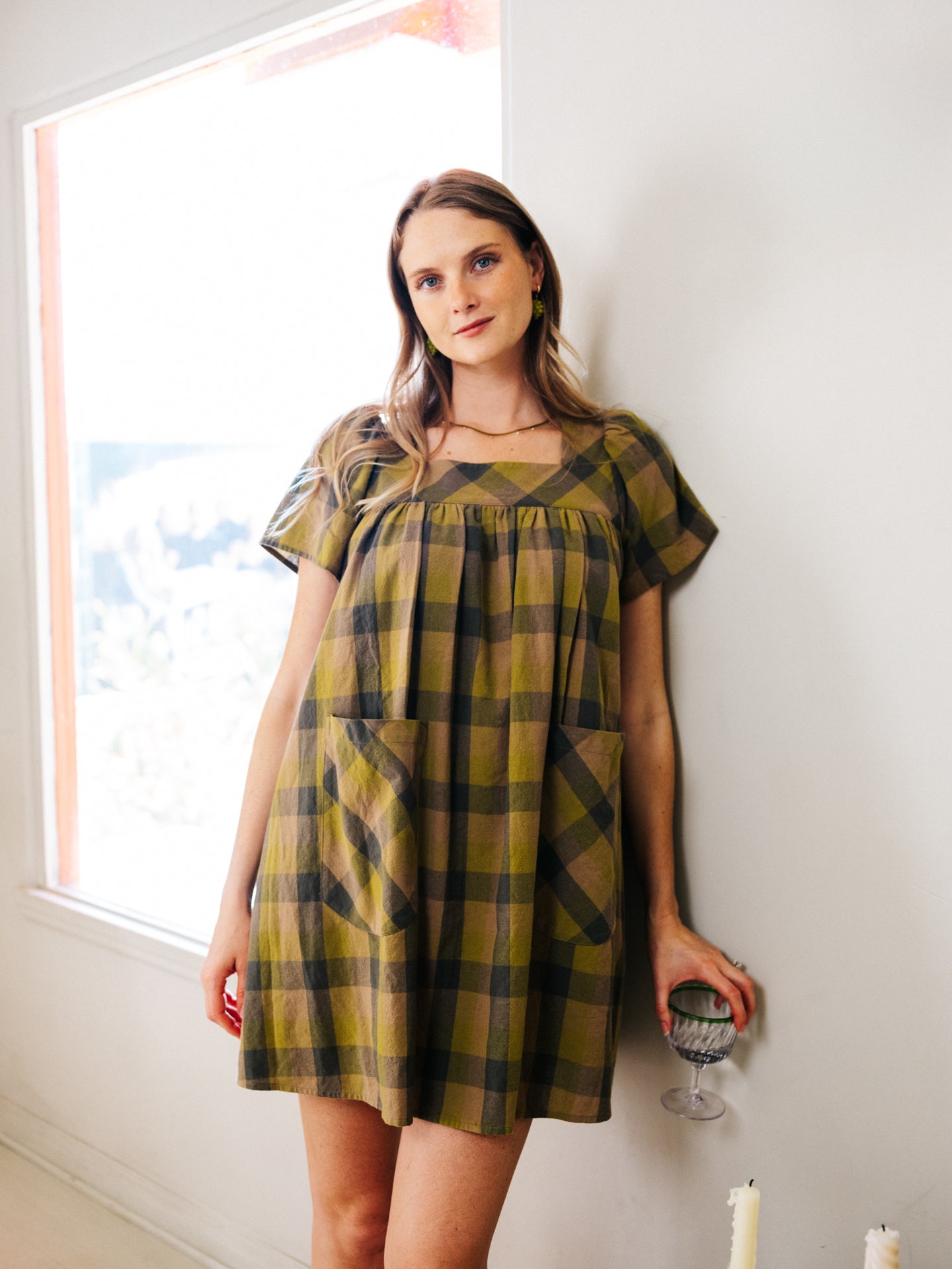 Rose Housedress Mini Herb Gingham