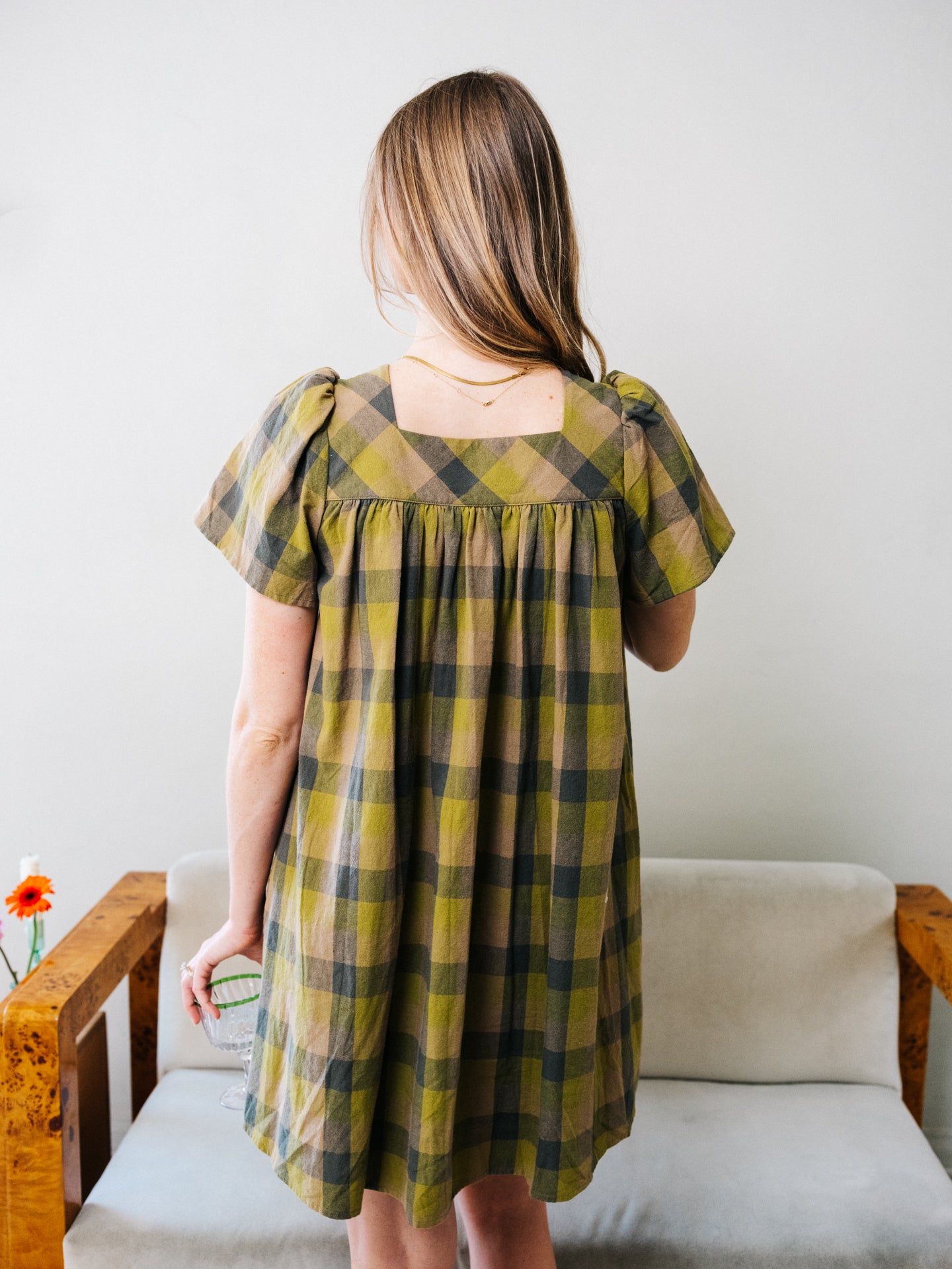 Rose Housedress Mini Herb Gingham