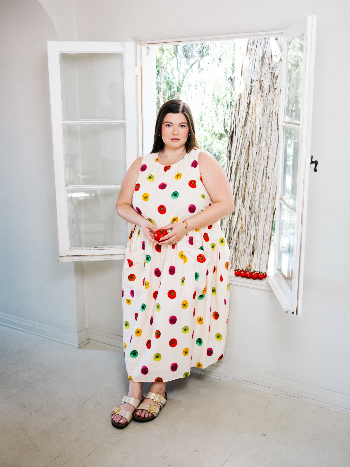 PRE-ORDER Grace Housedress Tomato Dot