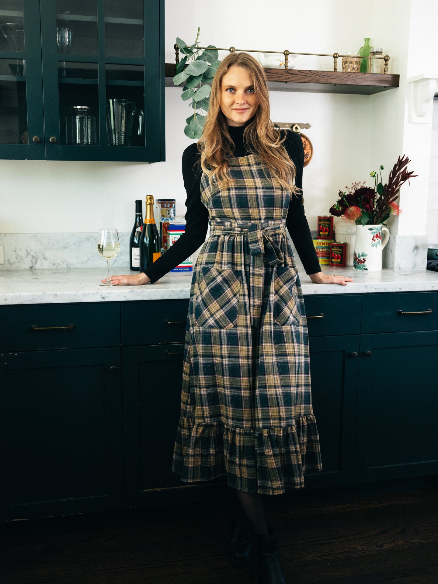 Gina Housedress Olive Oil Plaid