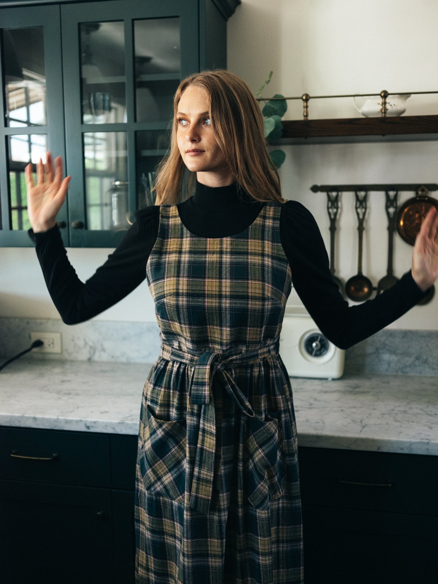 Gina Housedress Olive Oil Plaid