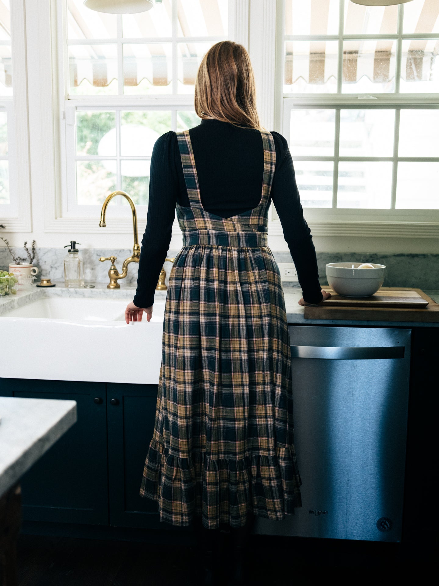Gina Housedress Olive Oil Plaid