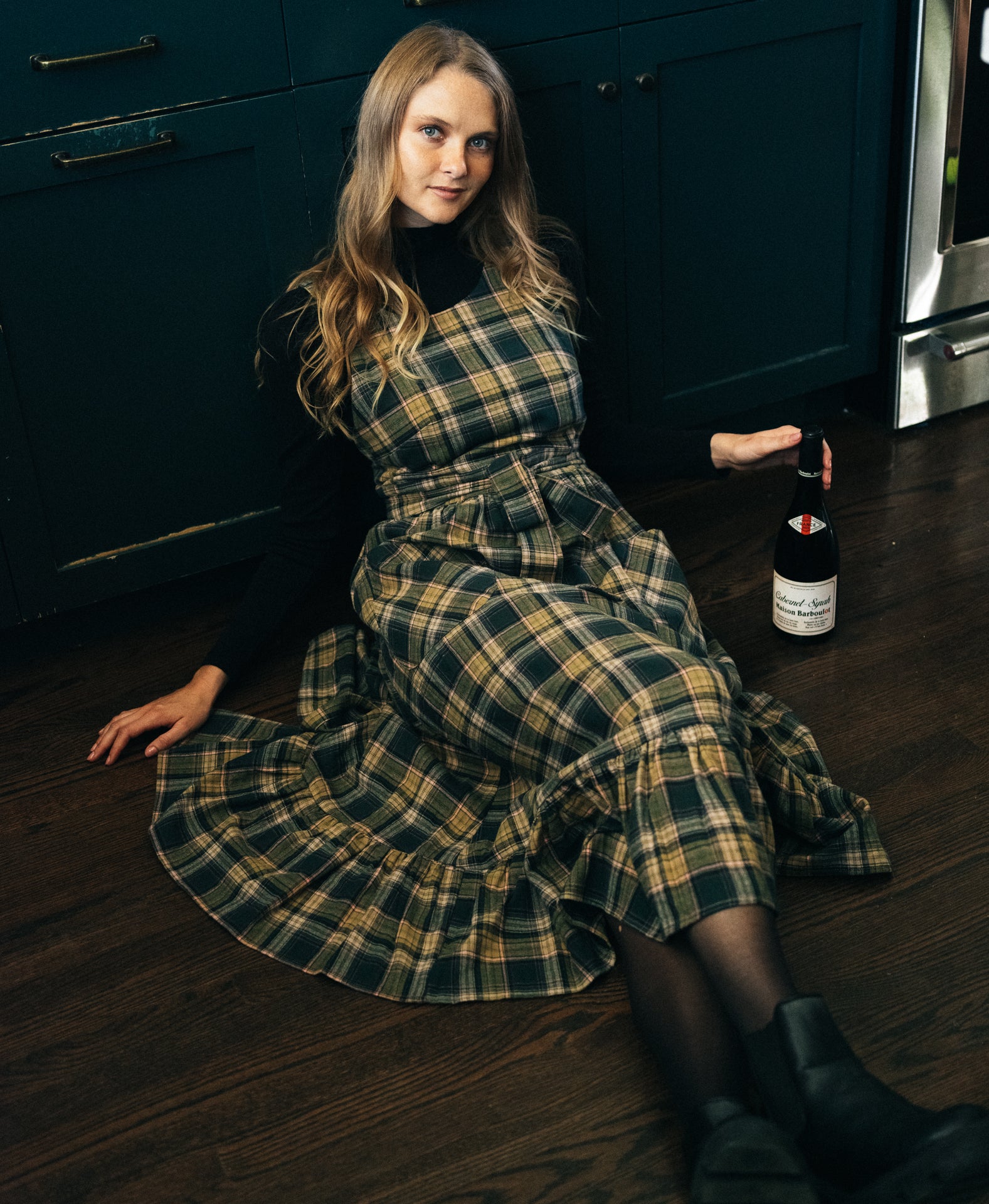 Gina Housedress Olive Oil Plaid