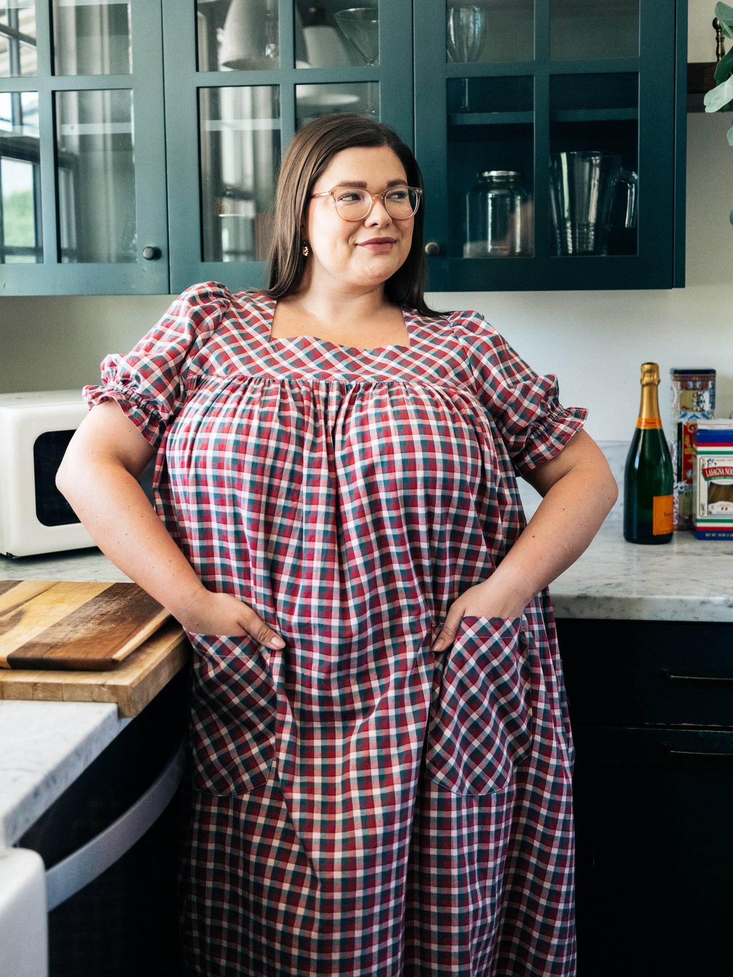 Rosalie Housedress Puff Sleeve Fig Gingham