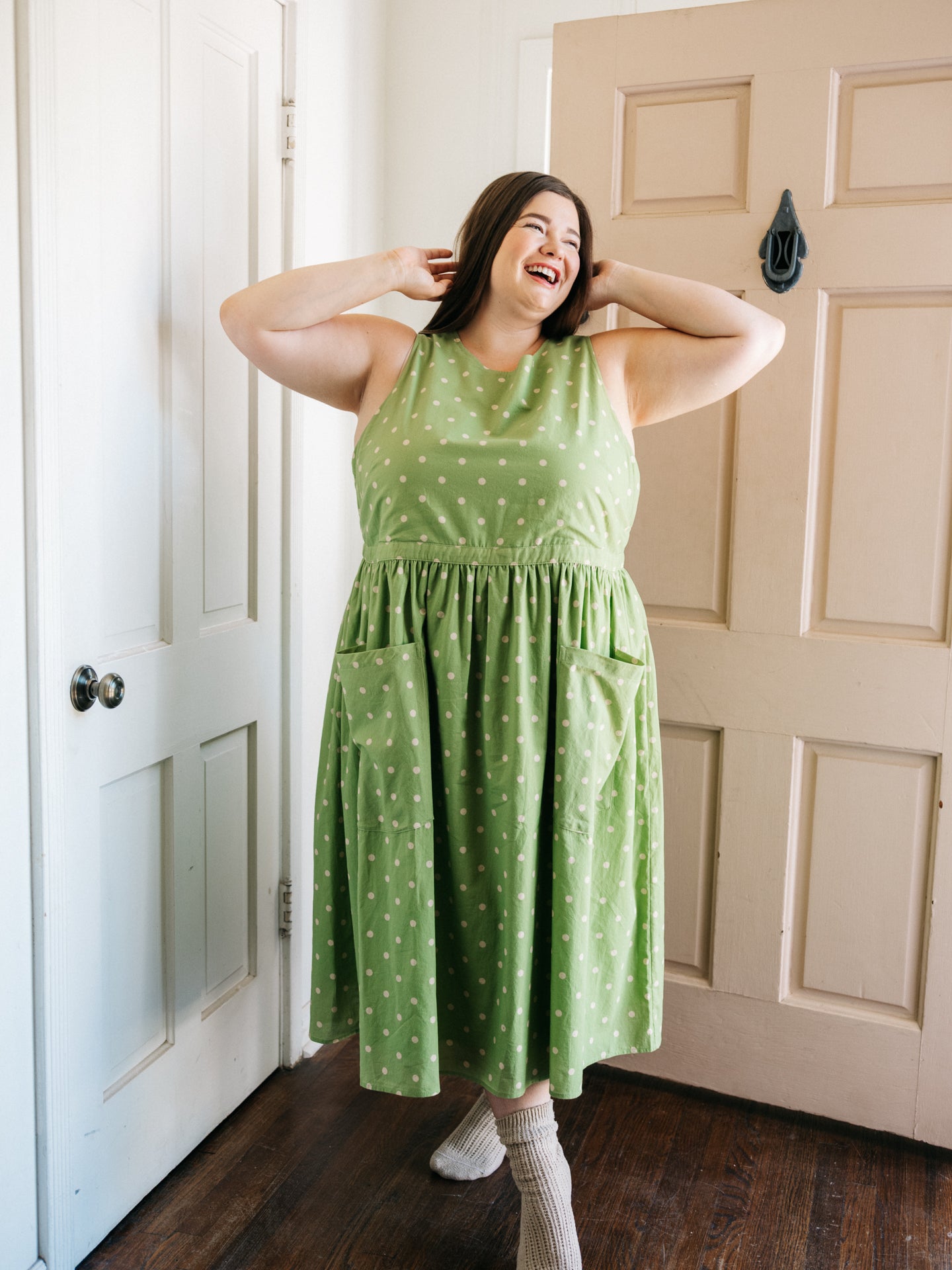Grace Housedress Pesto Dot