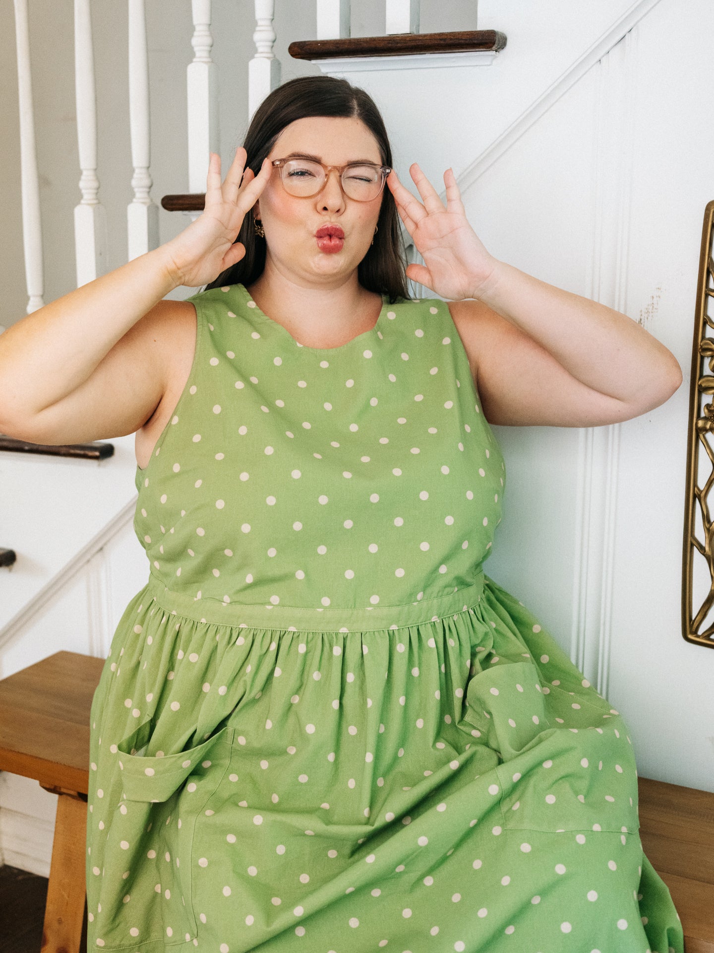 Grace Housedress Pesto Dot