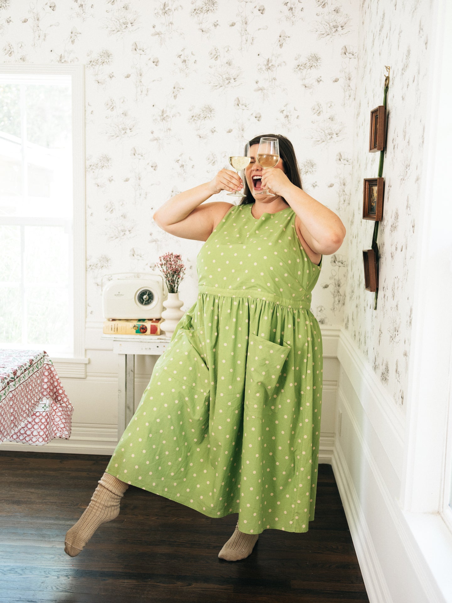 Grace Housedress Pesto Dot