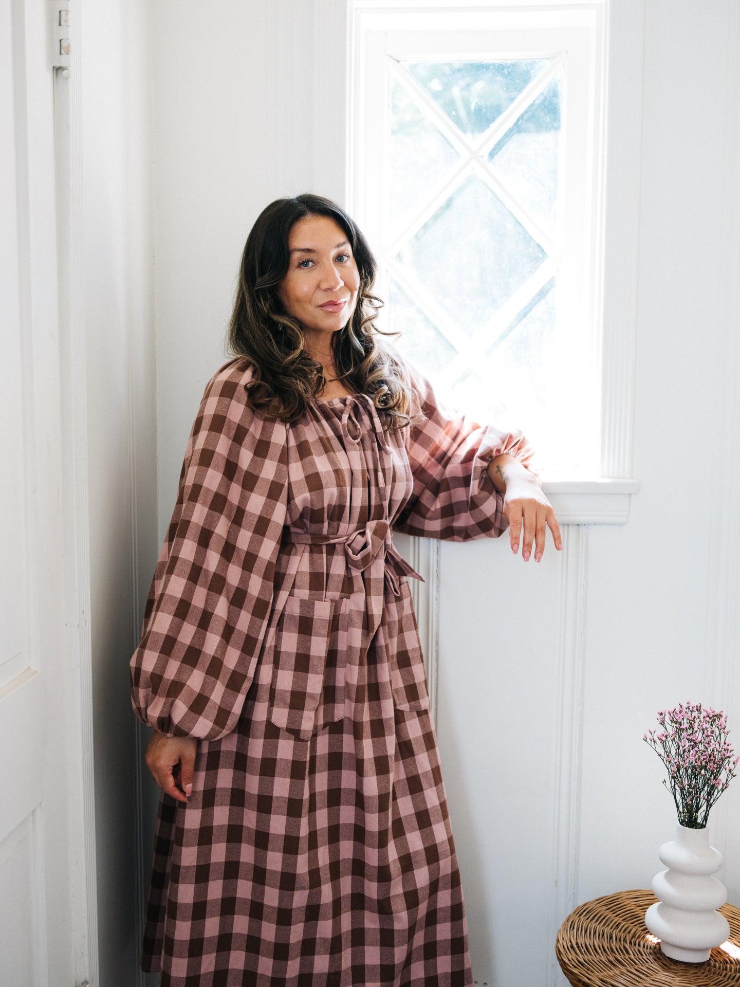 Therese Housedress Pink Truffle Check