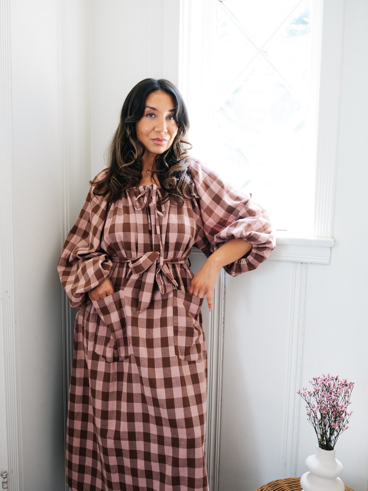 Therese Housedress Pink Truffle Check