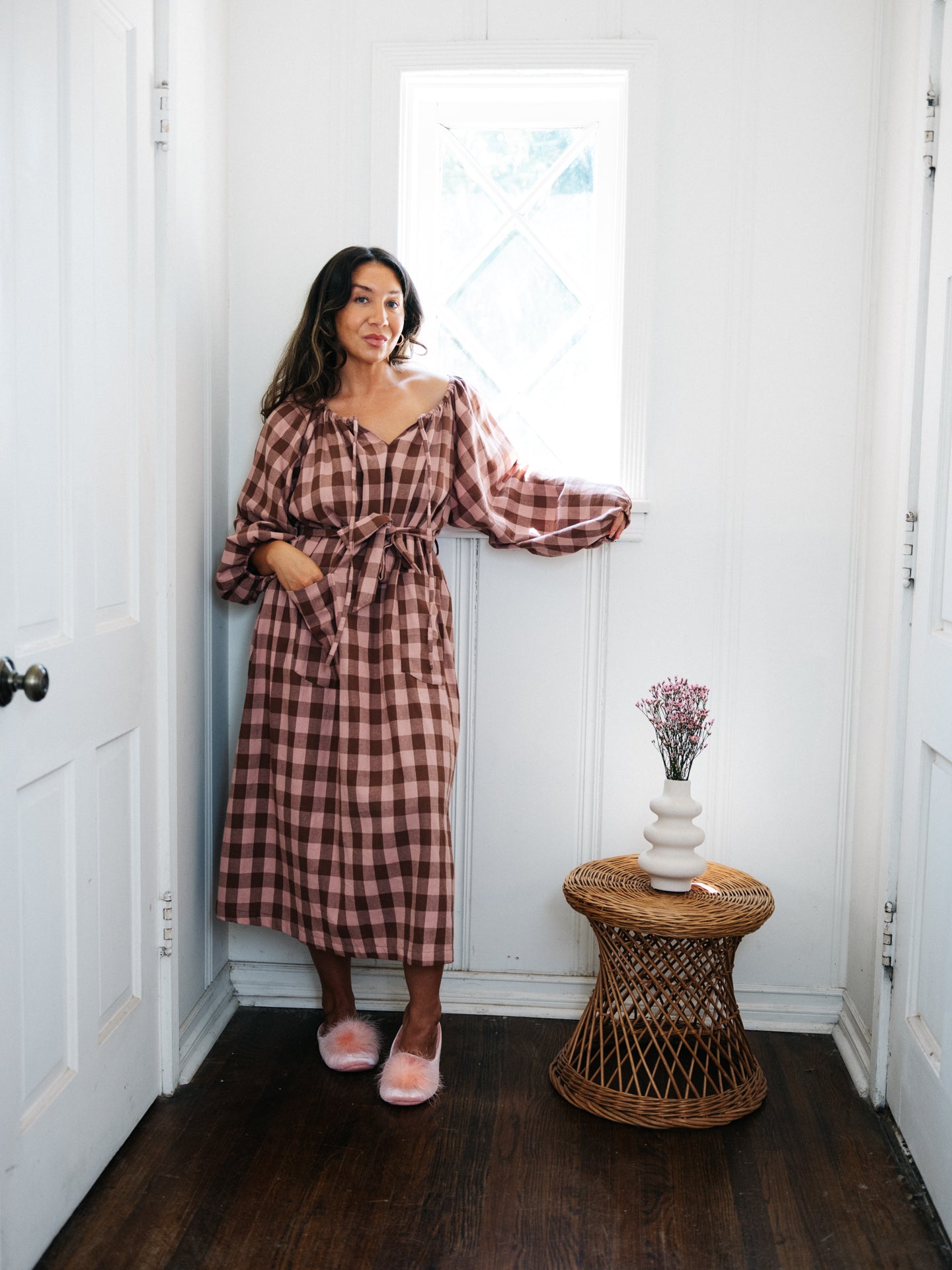 Therese Housedress Pink Truffle Check
