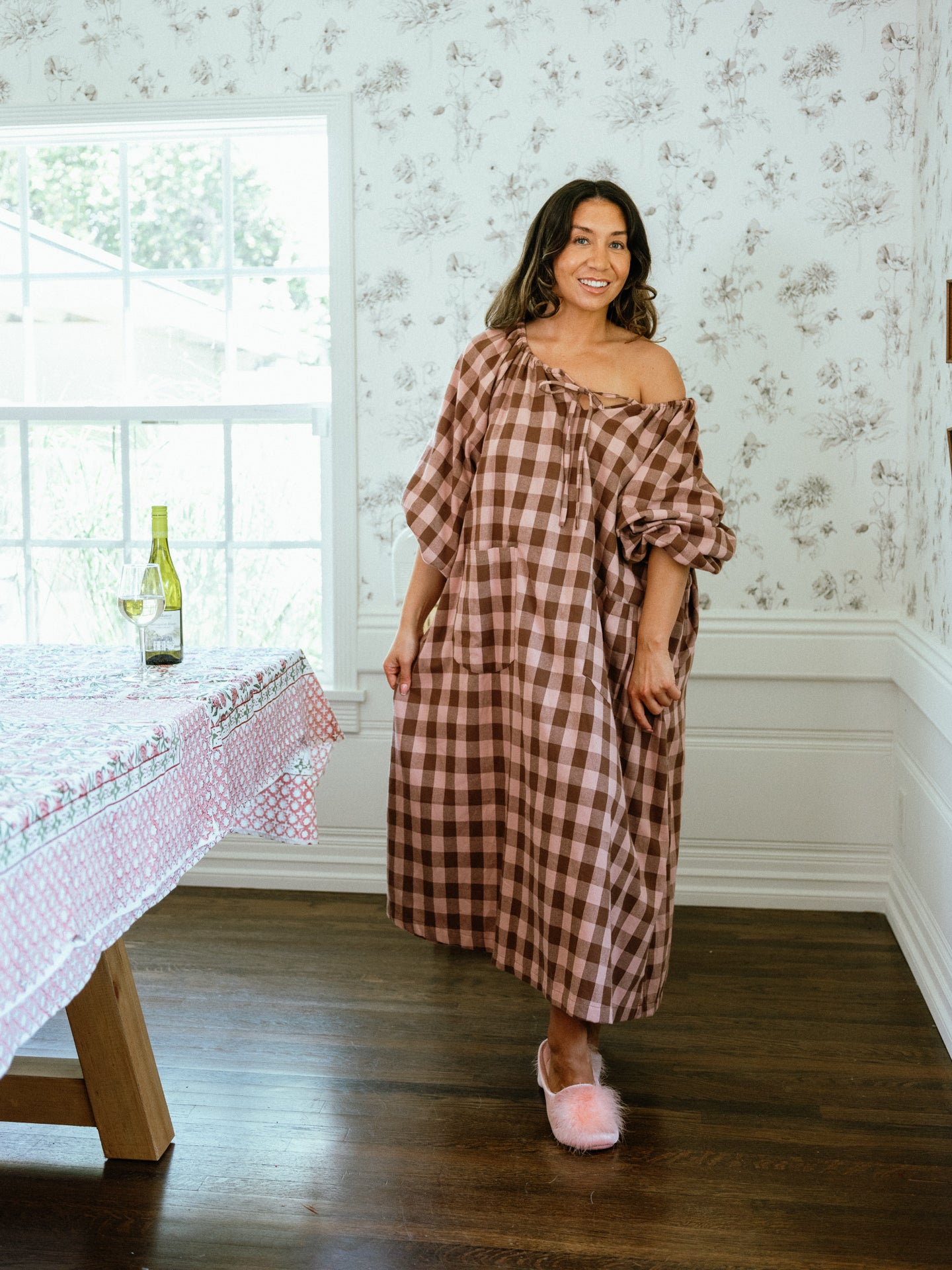 Therese Housedress Pink Truffle Check
