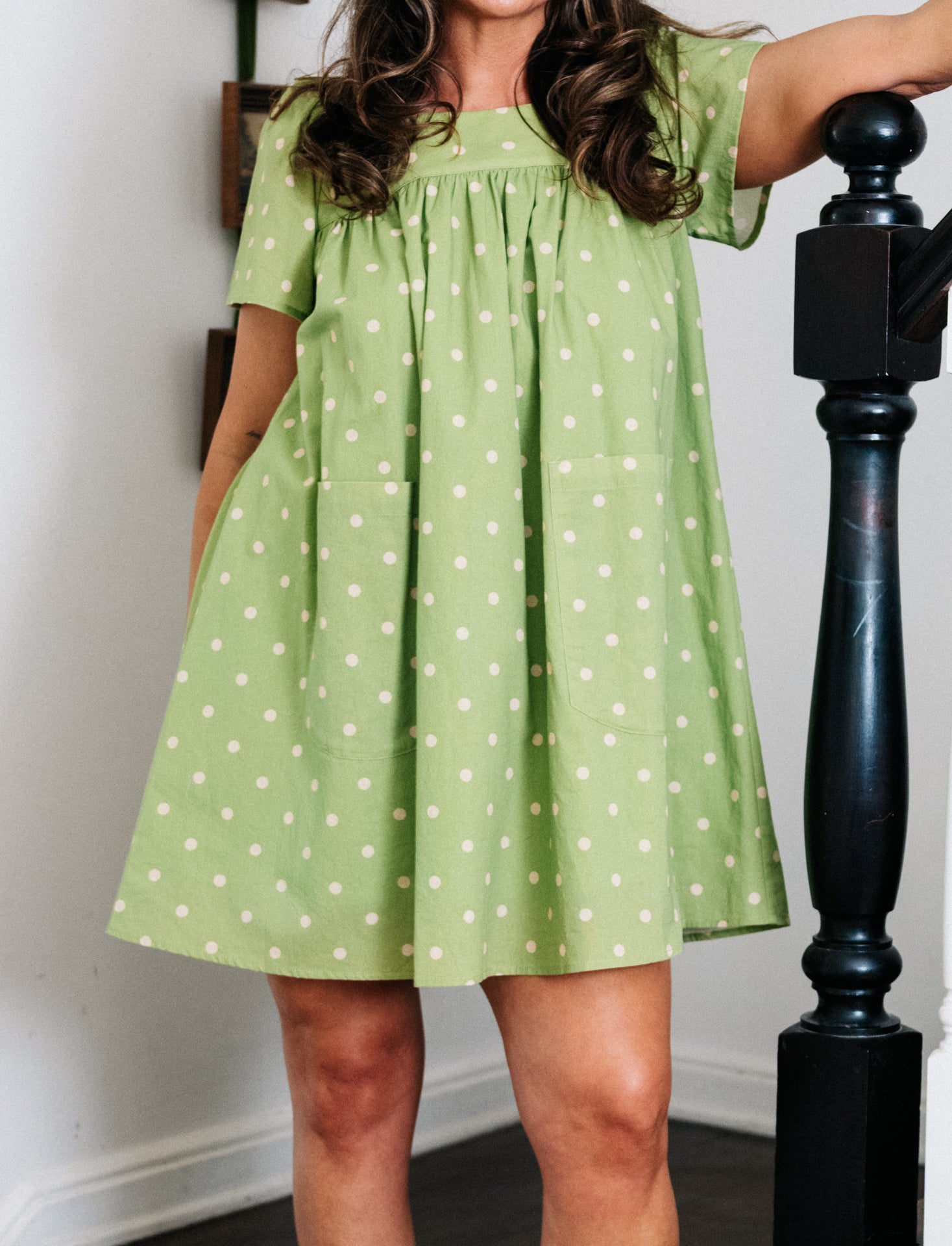 Rose Mini Housedress Pesto Dot