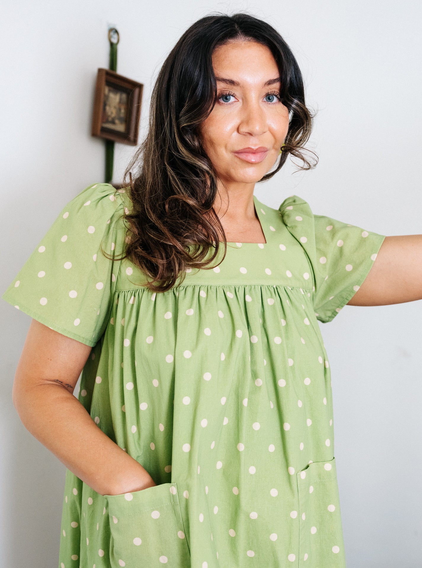 Rose Mini Housedress Pesto Dot