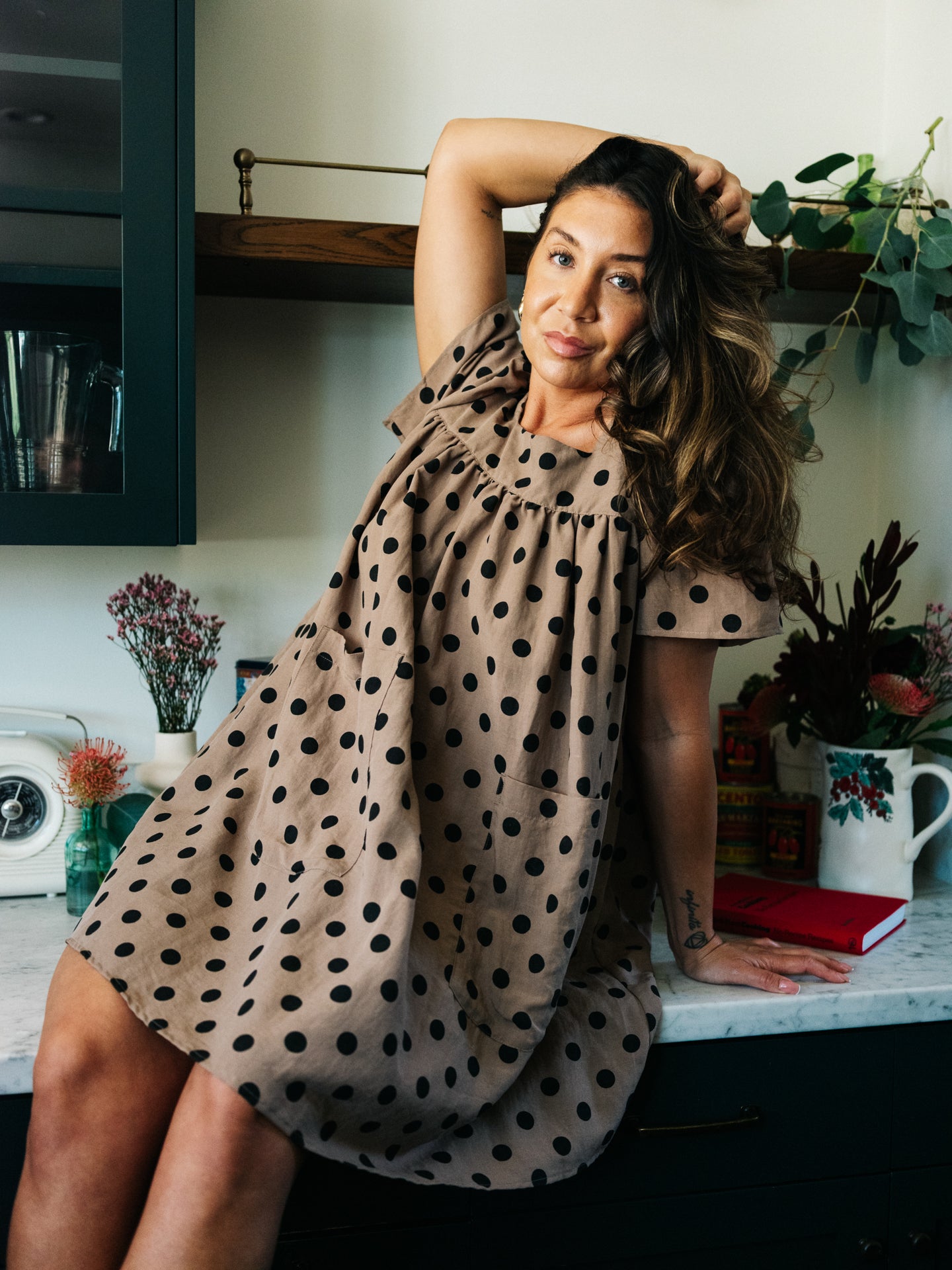 Rose Mini Housedress Peppercorn Dot