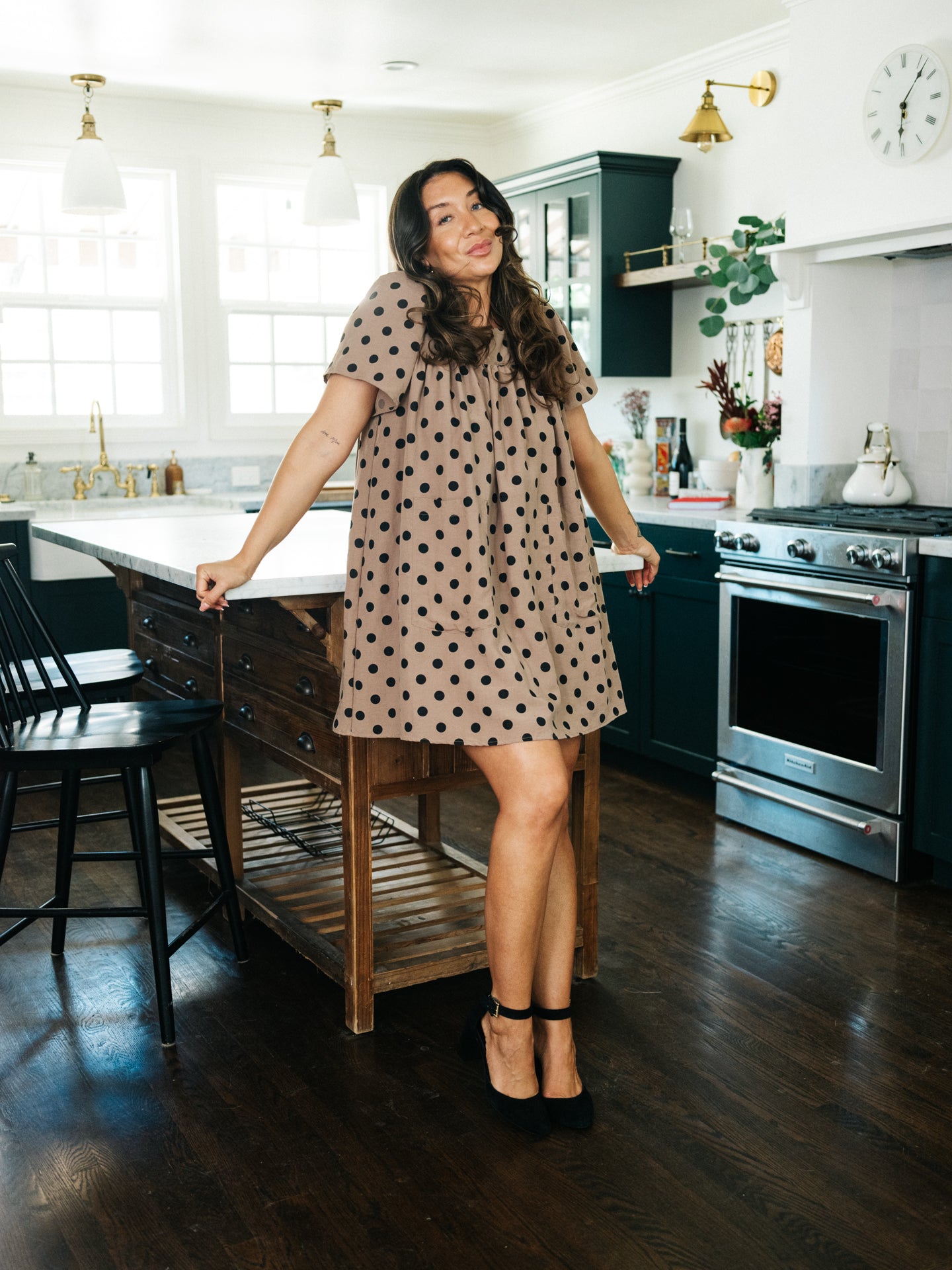 Rose Mini Housedress Peppercorn Dot