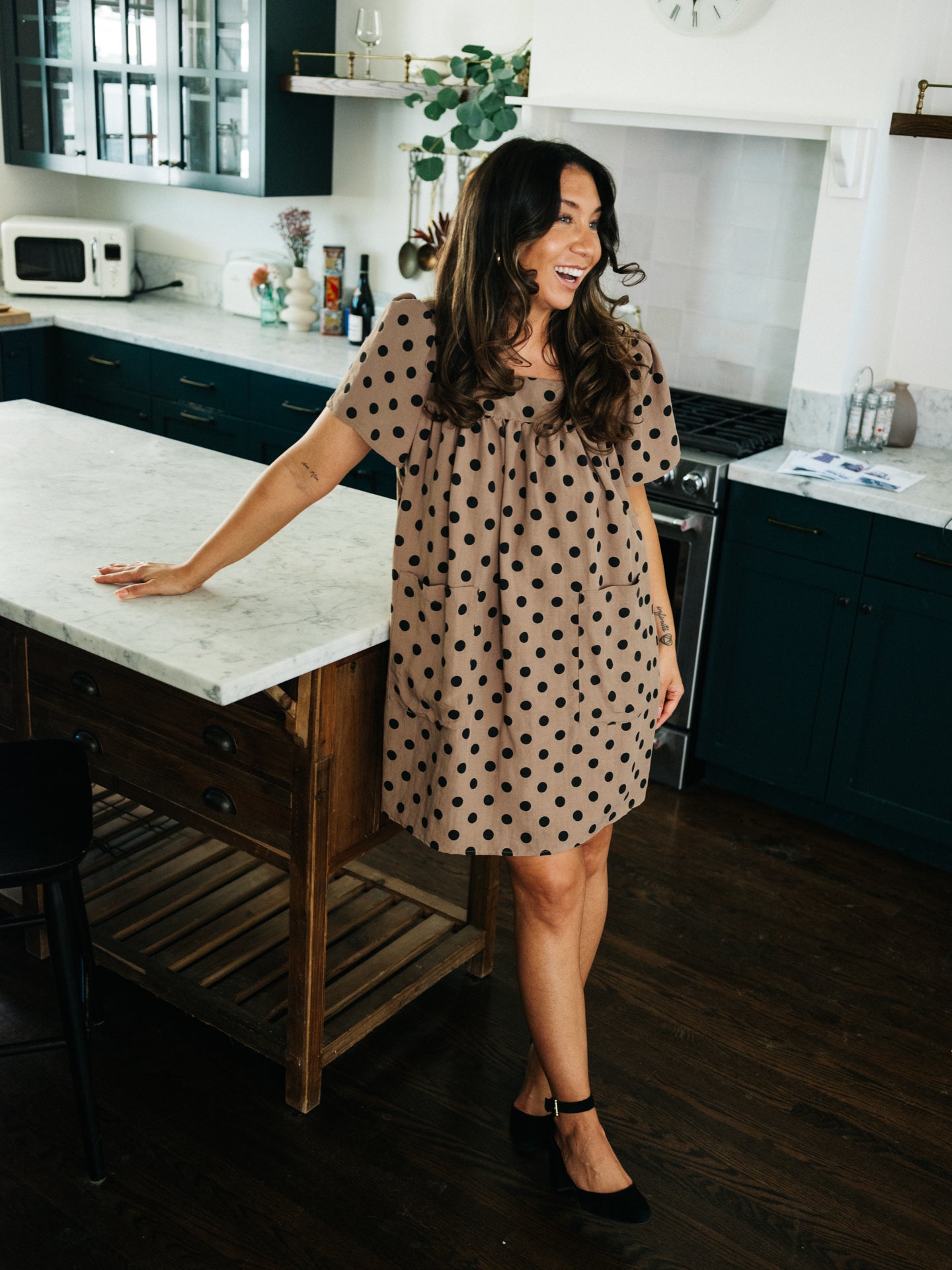 Rose Mini Housedress Peppercorn Dot