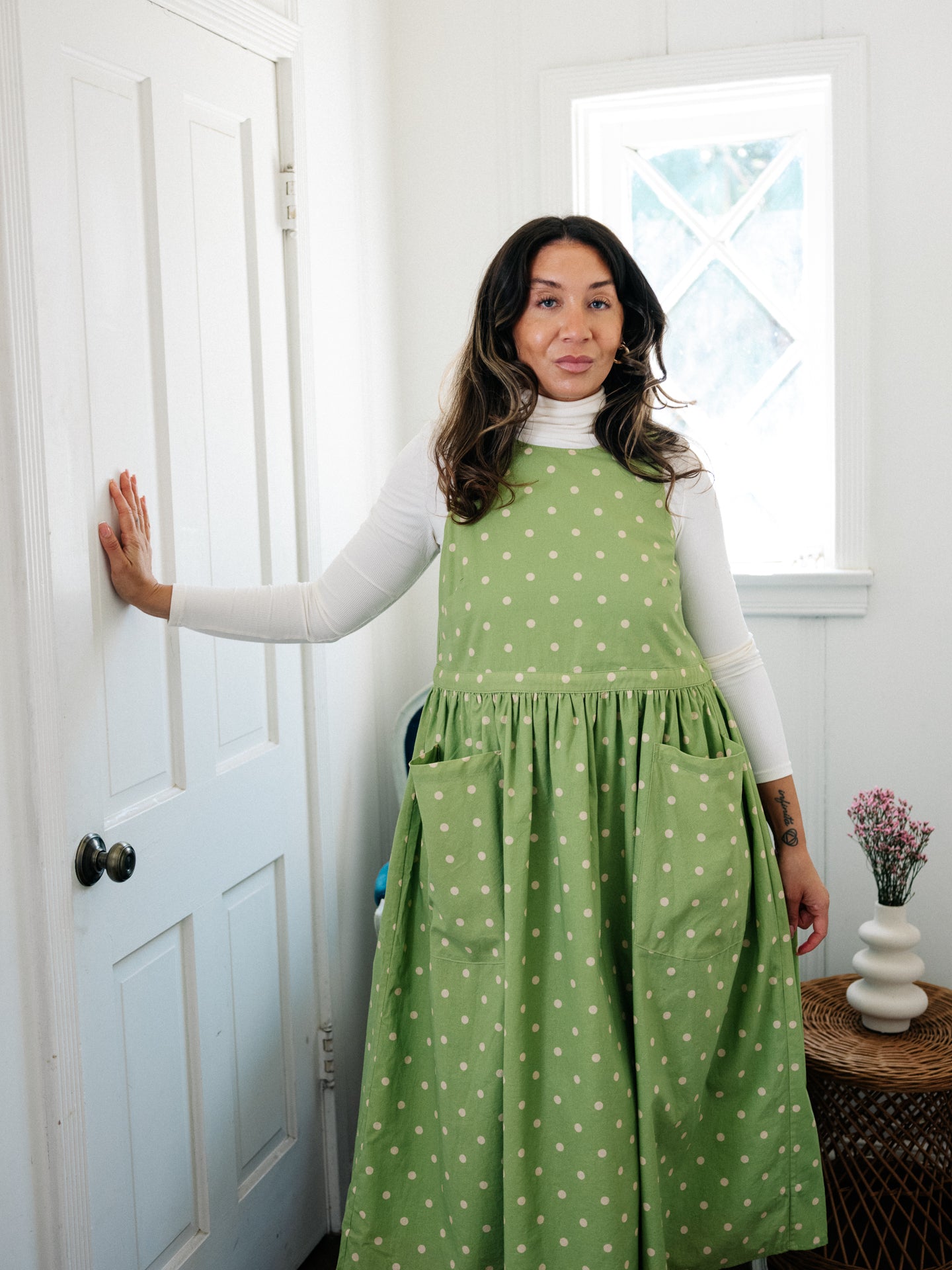 Grace Housedress Pesto Dot