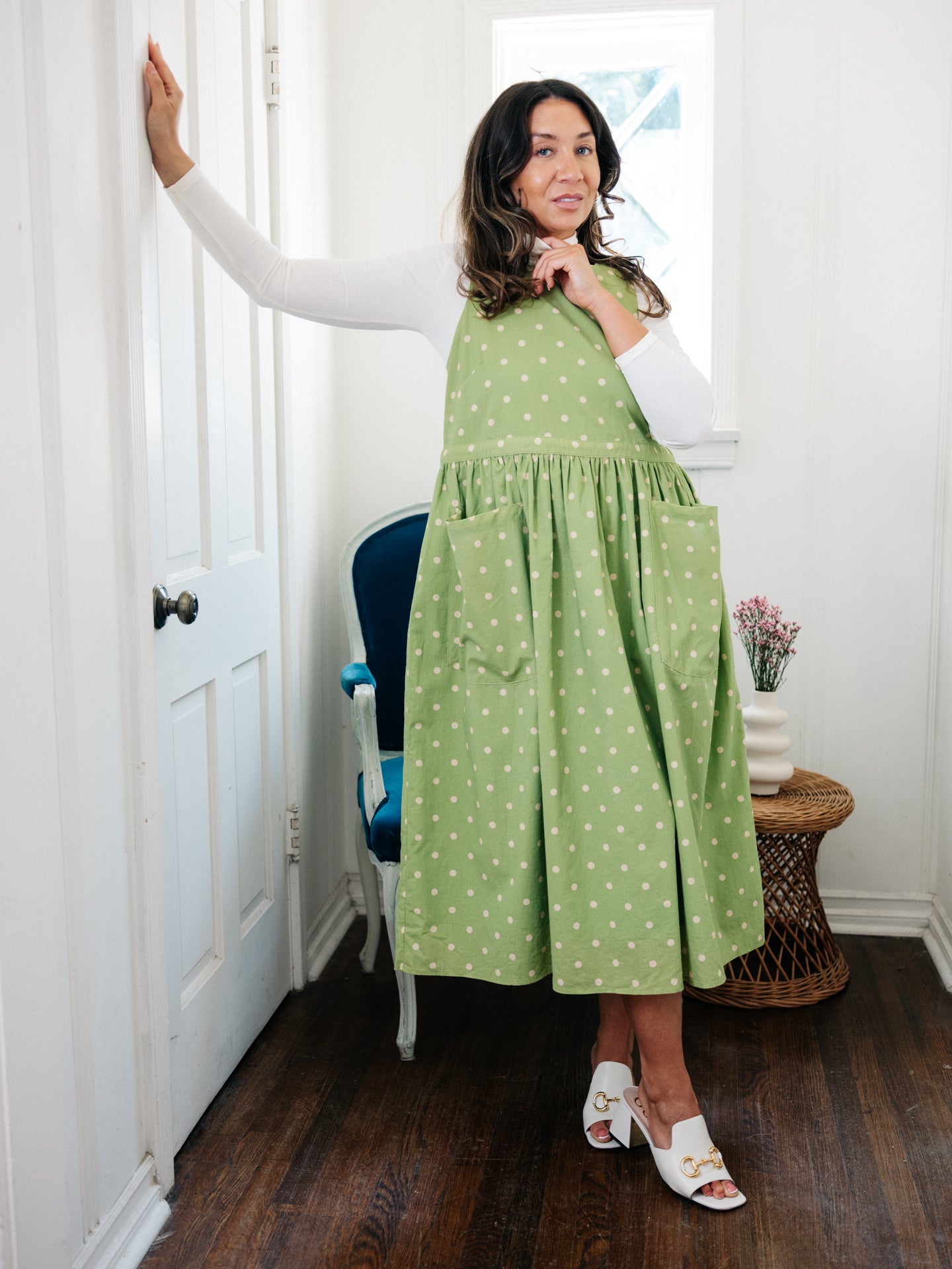 Grace Housedress Pesto Dot