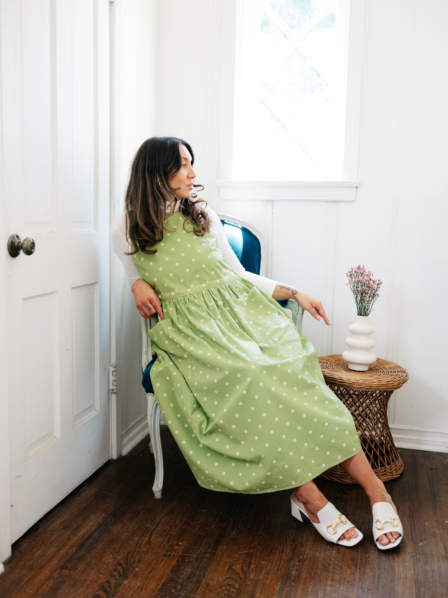 Grace Housedress Pesto Dot