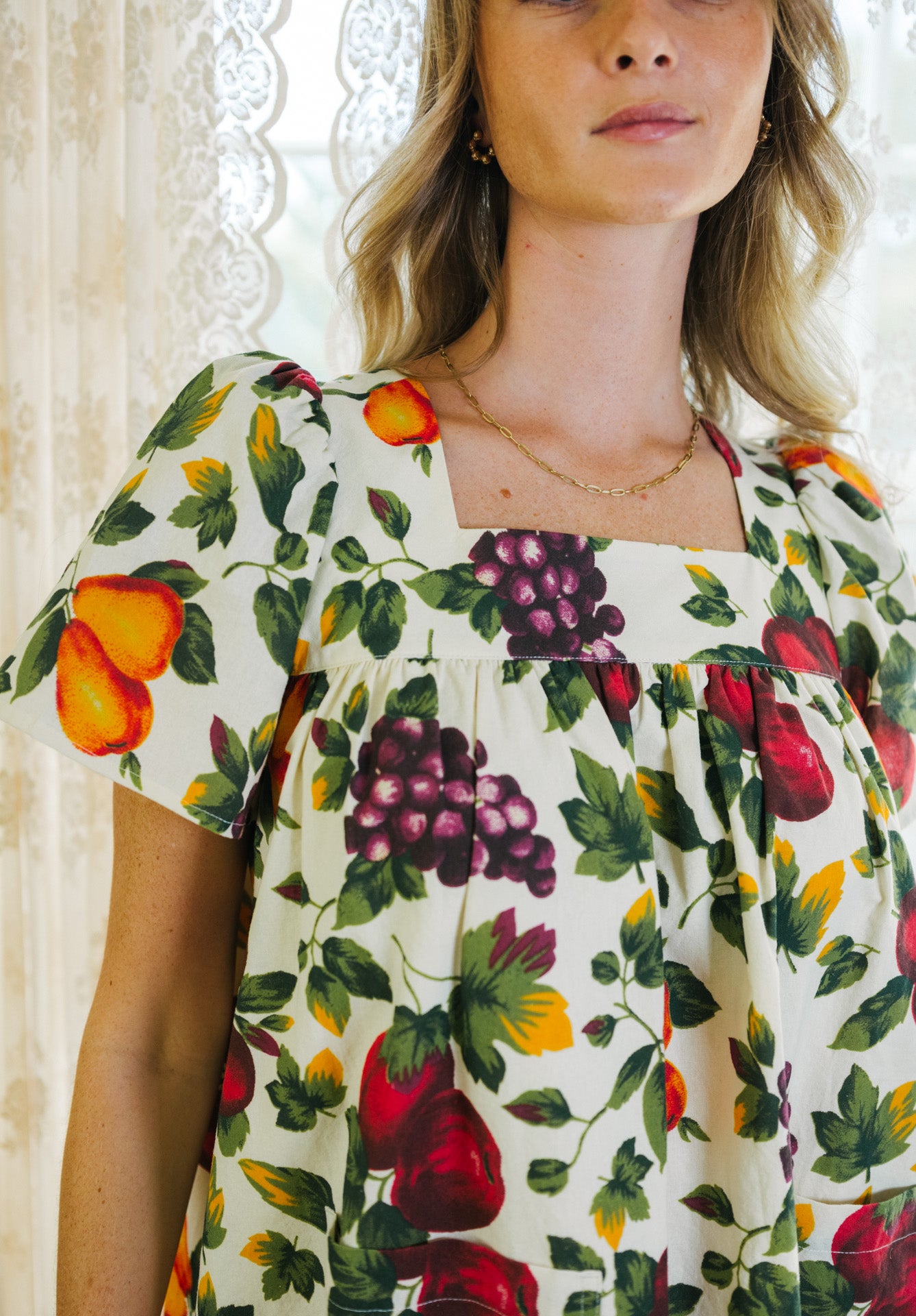 Rose Mini Housedress Sunset Fruit