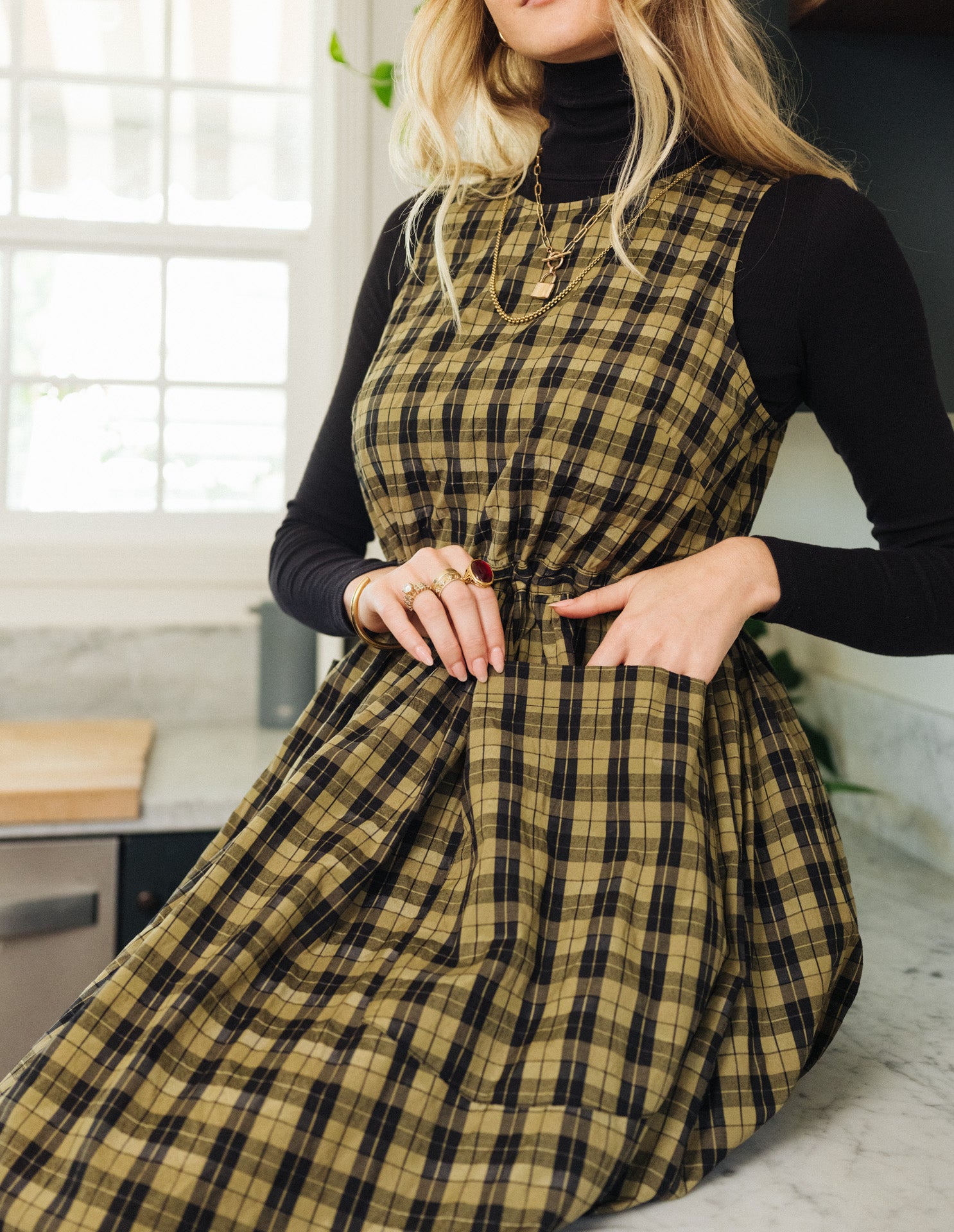 Grace Housedress Pistachio Plaid