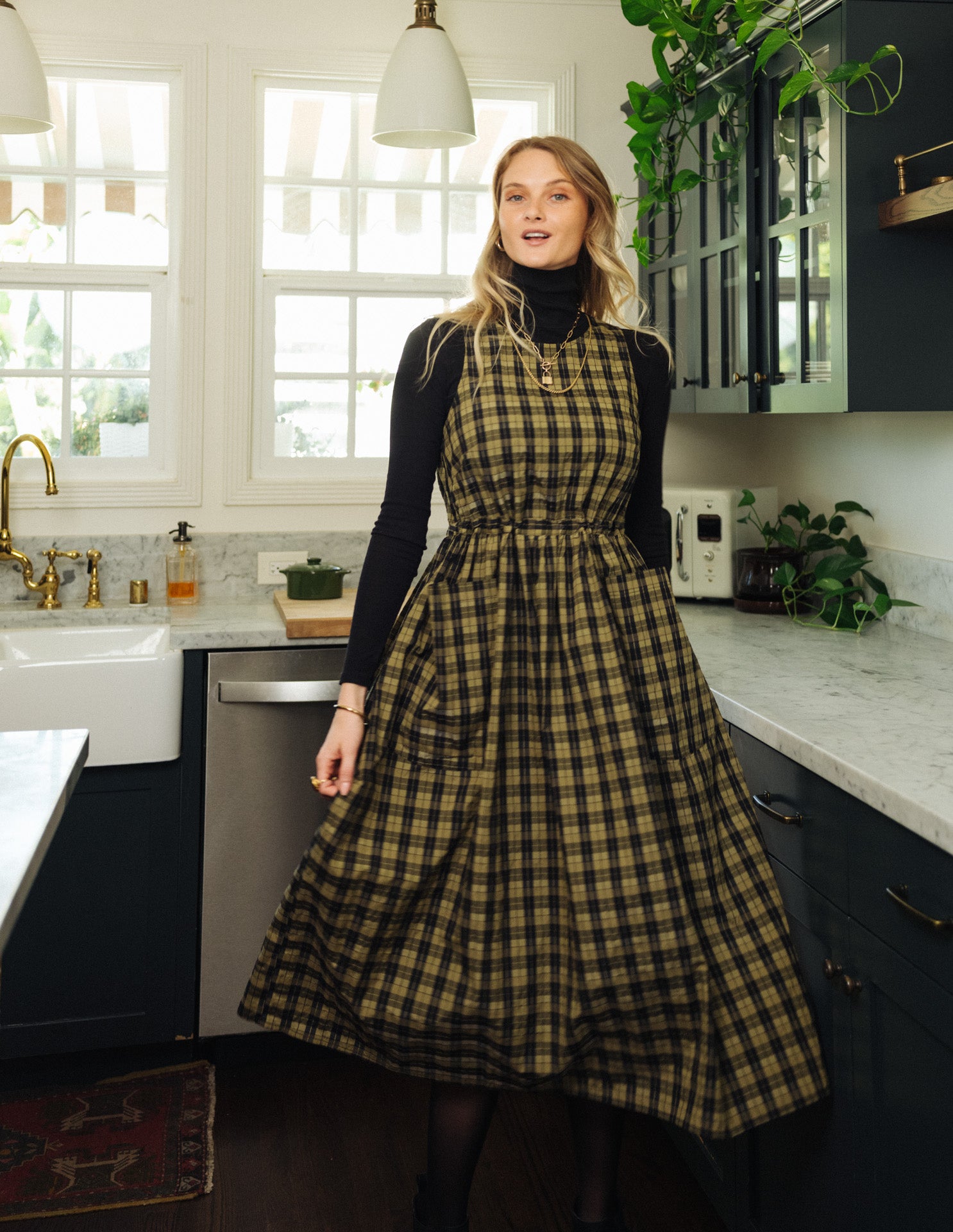 Grace Housedress Pistachio Plaid