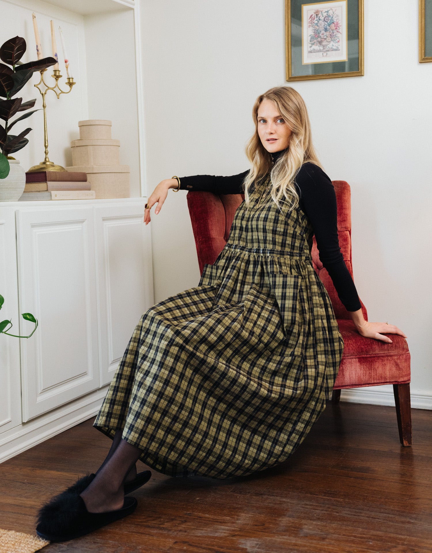 Grace Housedress Pistachio Plaid