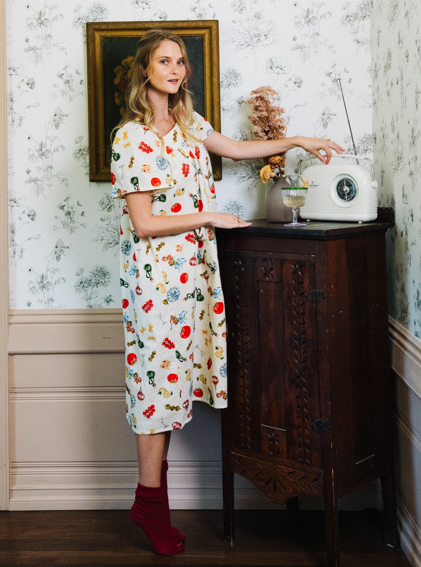Rosalie Housedress Italian Dinner Print