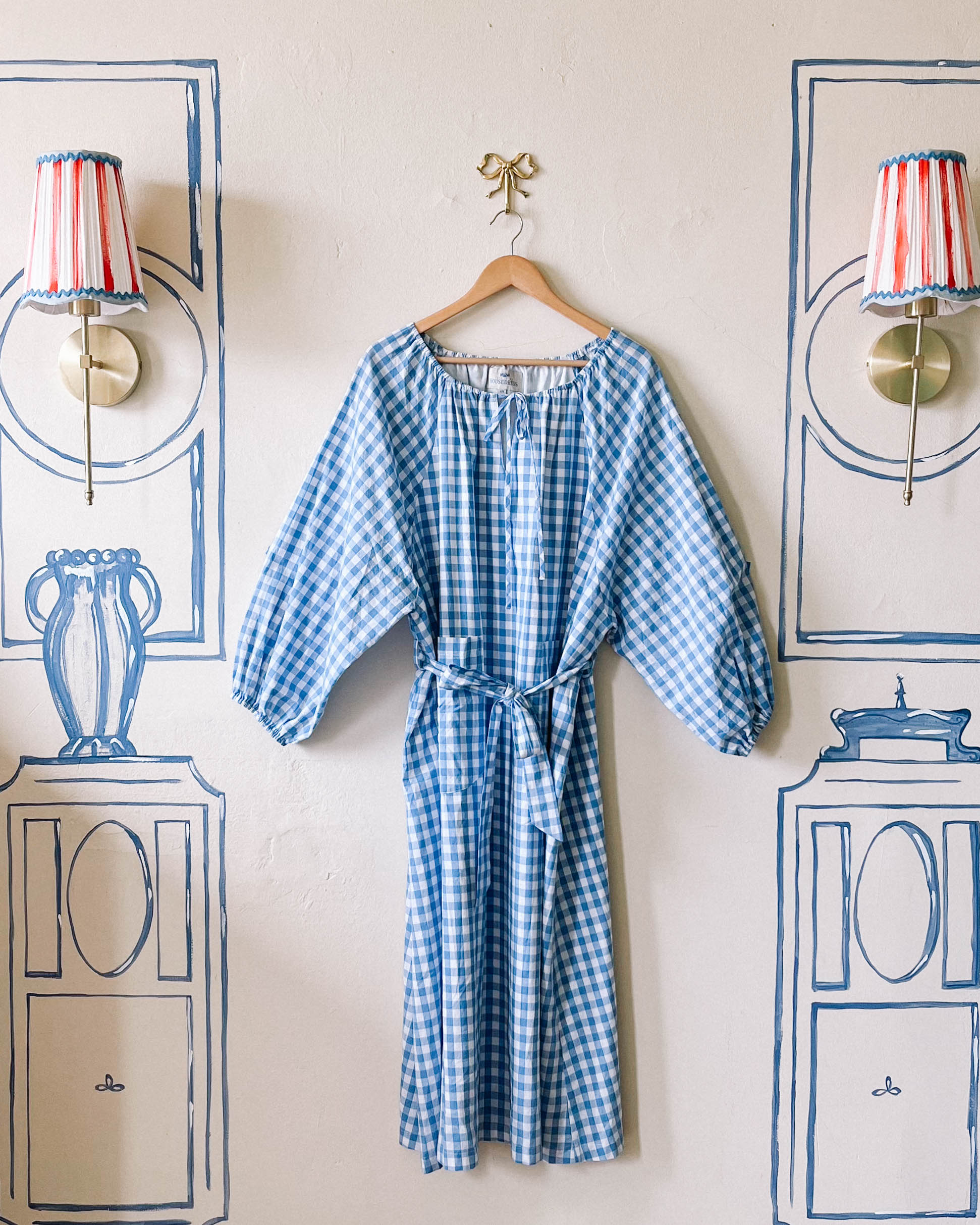 Therese Housedress Picnic Blue Gingham Sample - S/M