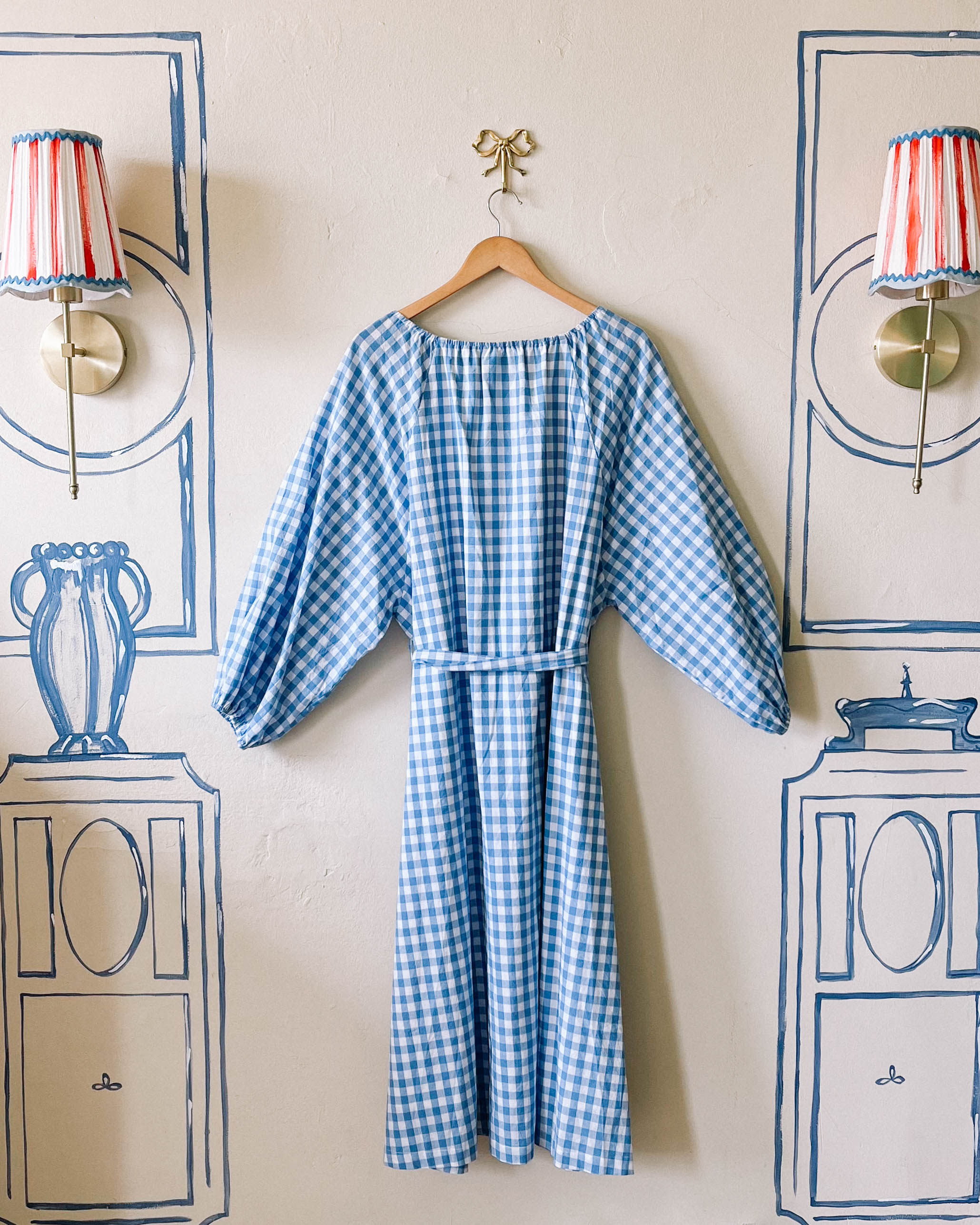 Therese Housedress Picnic Blue Gingham Sample - S/M