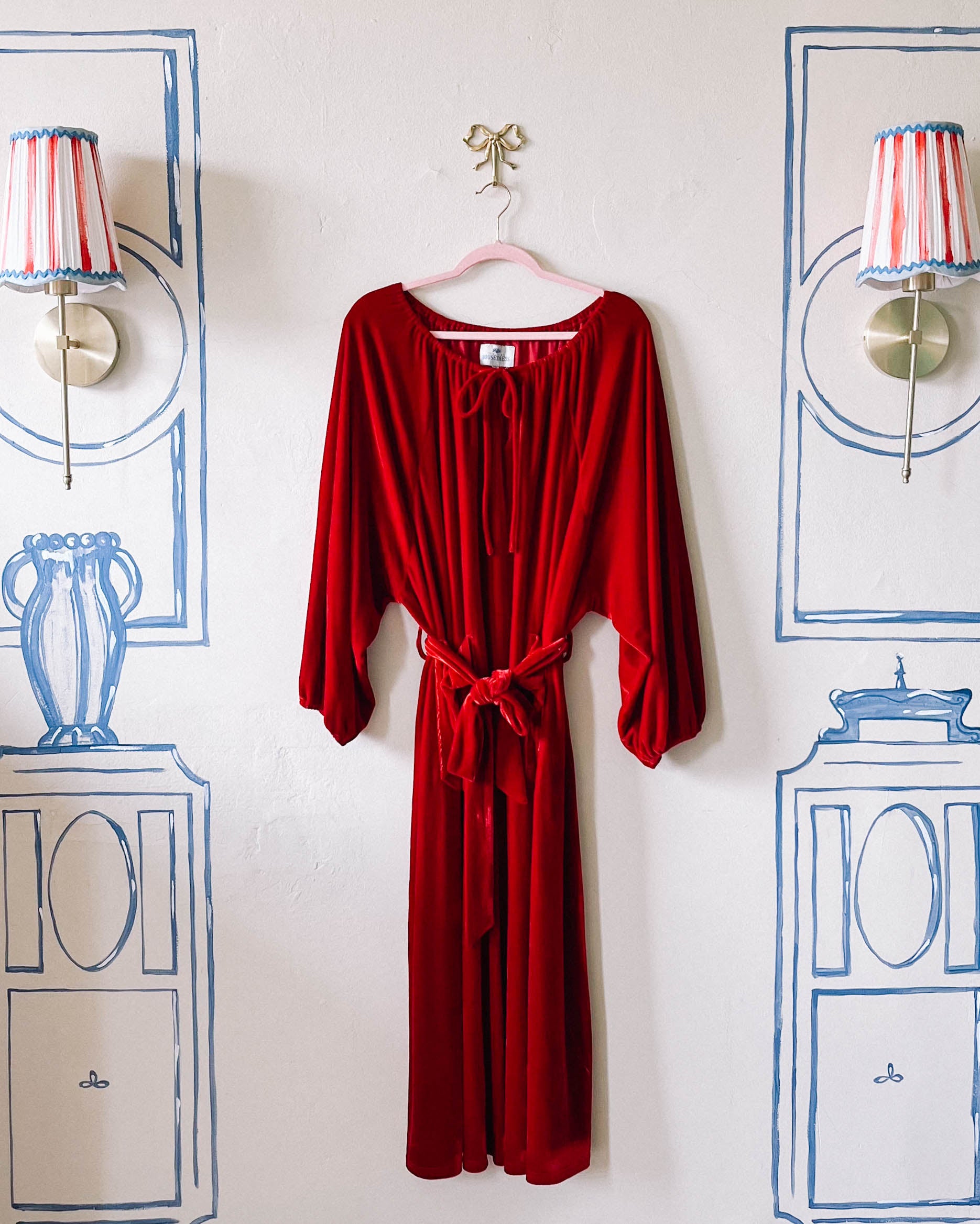 Therese Housedress Berry Velvet Sample - S/M