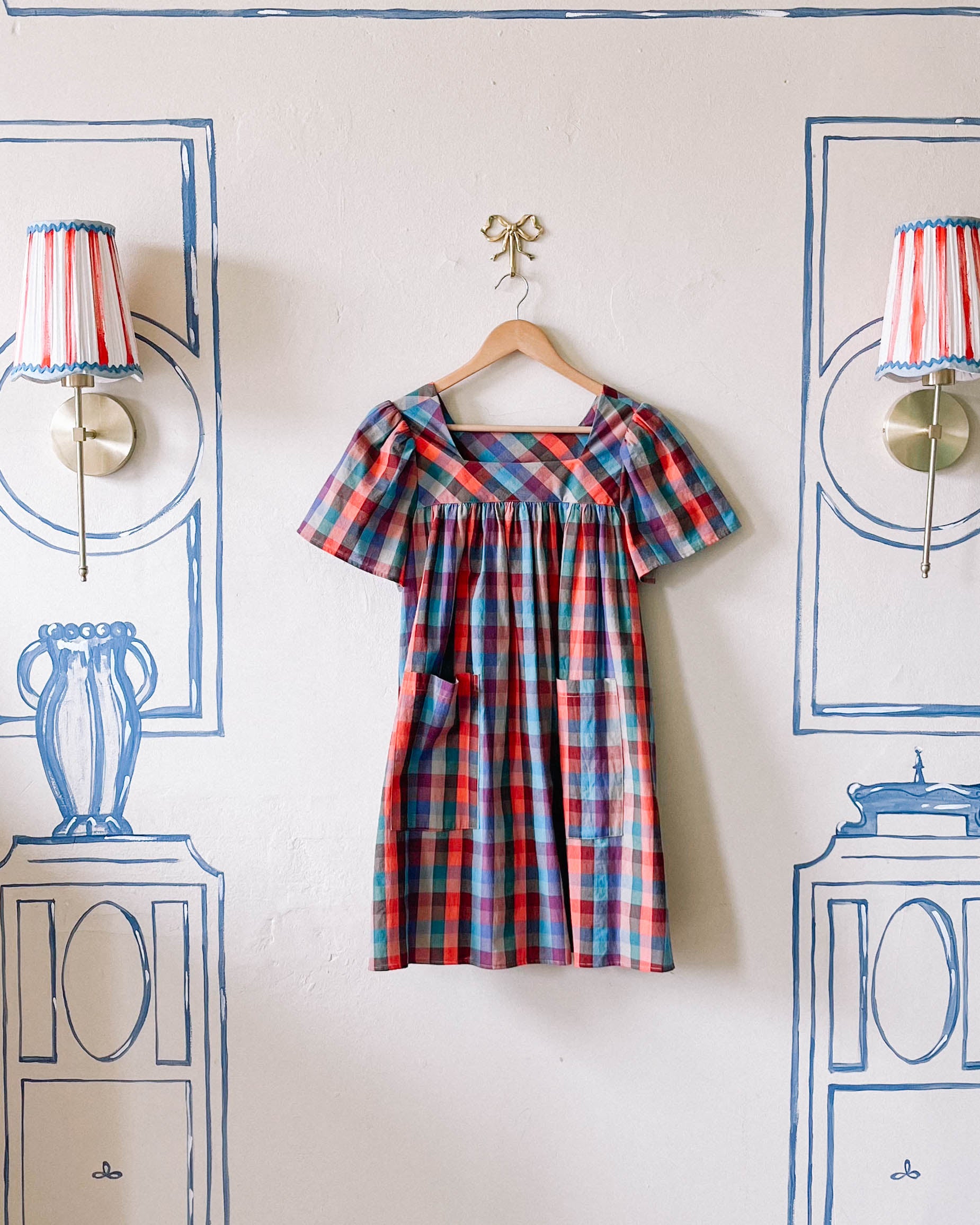 Rose Mini Housedress Sorbet Gingham Sample - S/M