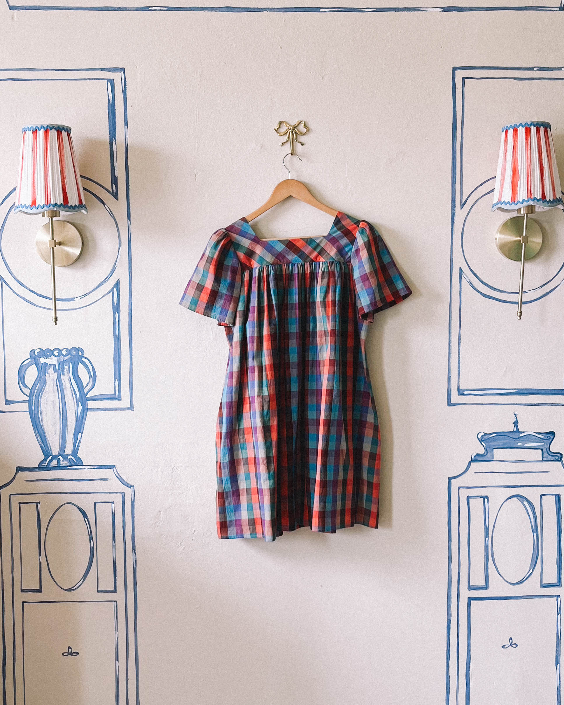 Rose Mini Housedress Sorbet Gingham Sample - S/M