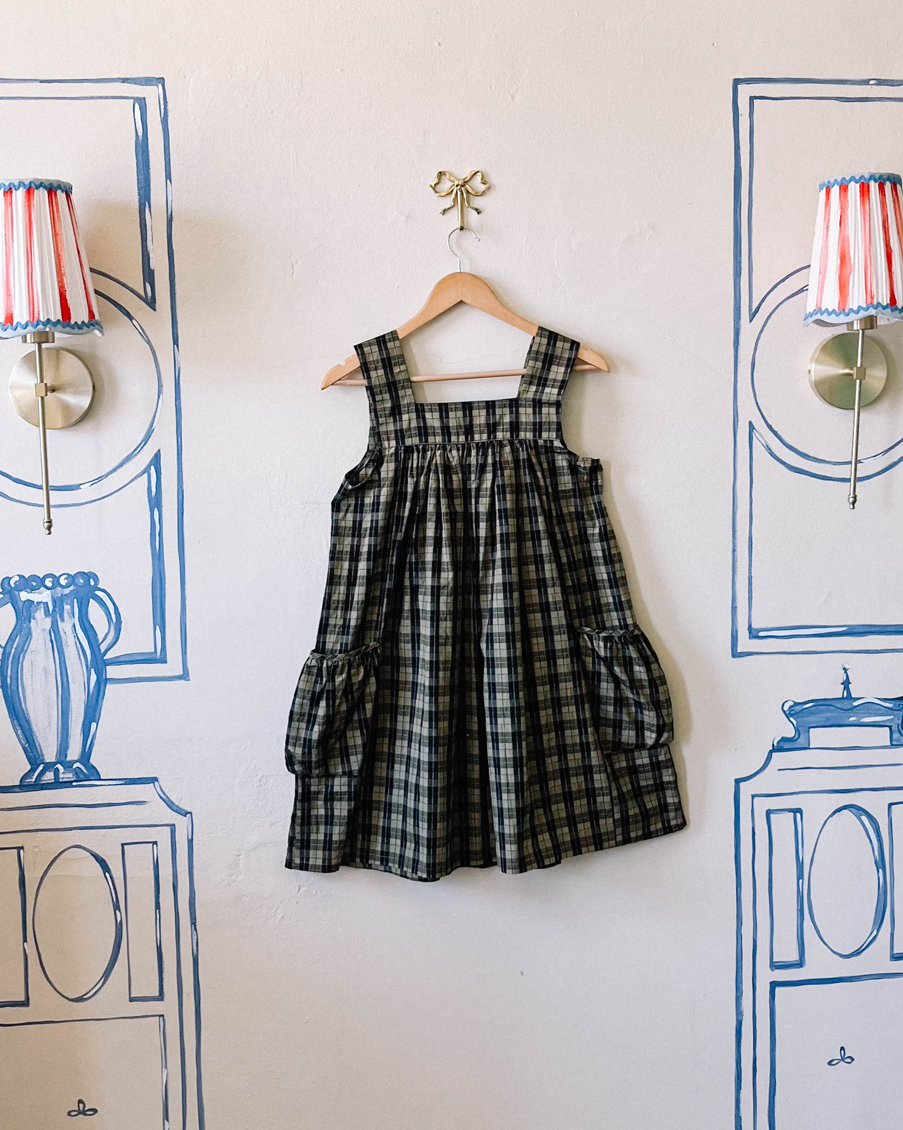 Emma Housedress Pistachio Plaid Sample - S/M