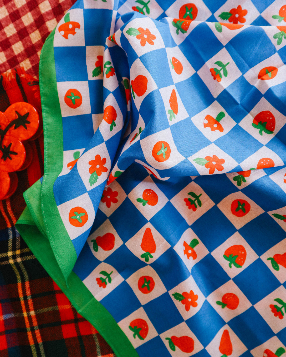 Blue Checkers Cotton Bandana
